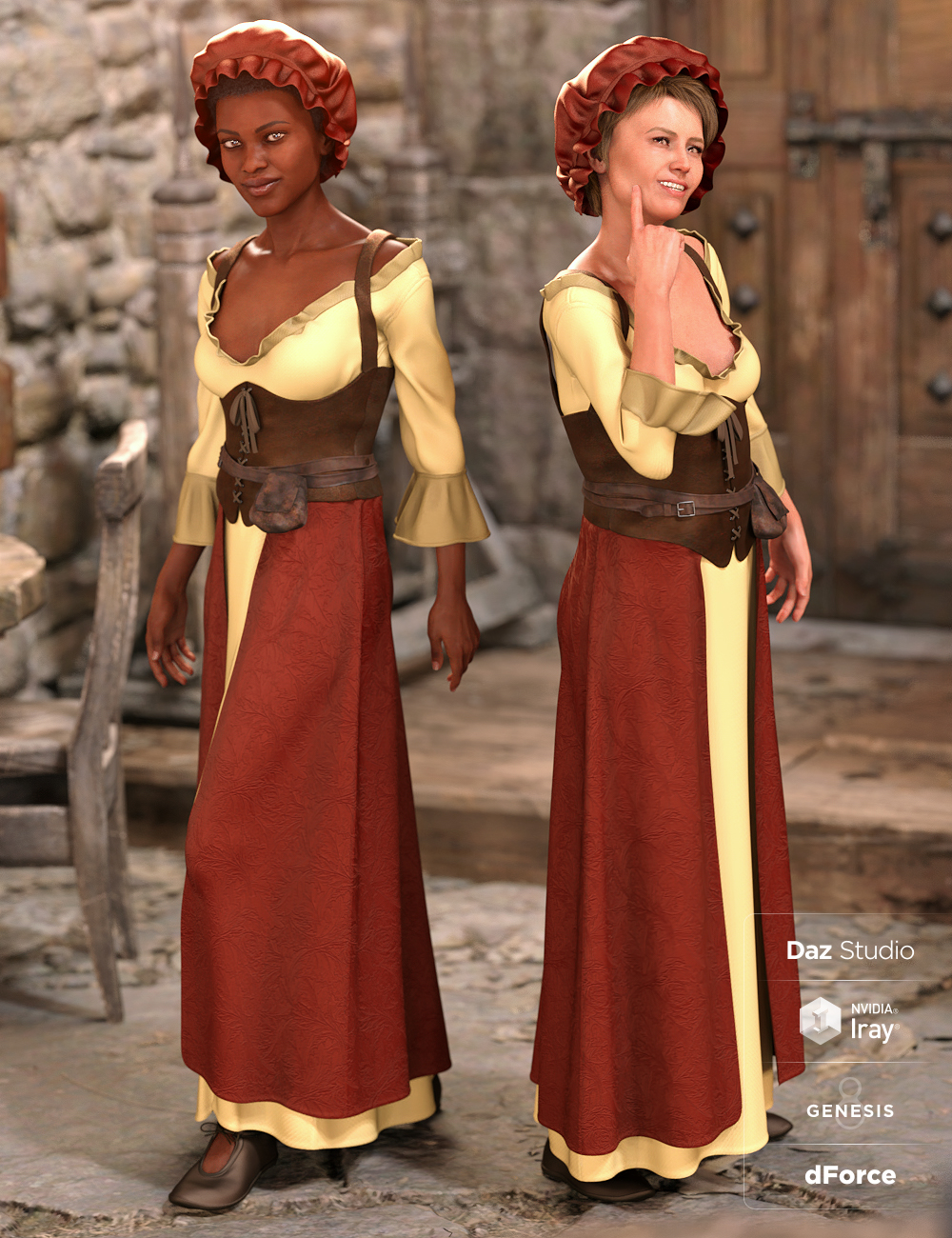 dForce Medieval Barmaid for Genesis 8 Female(s) by: Ravenhair, 3D Models by Daz 3D