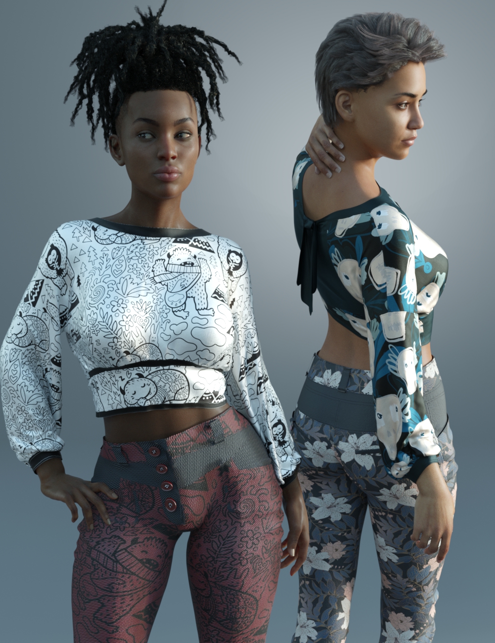 Playful Textures for Springtime Sass Outfit by: Moonscape Graphics, 3D Models by Daz 3D
