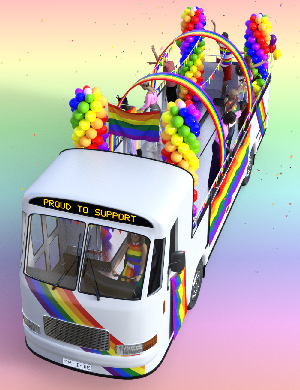 Pride Parade Vehicles and Props and Poses for Genesis 8