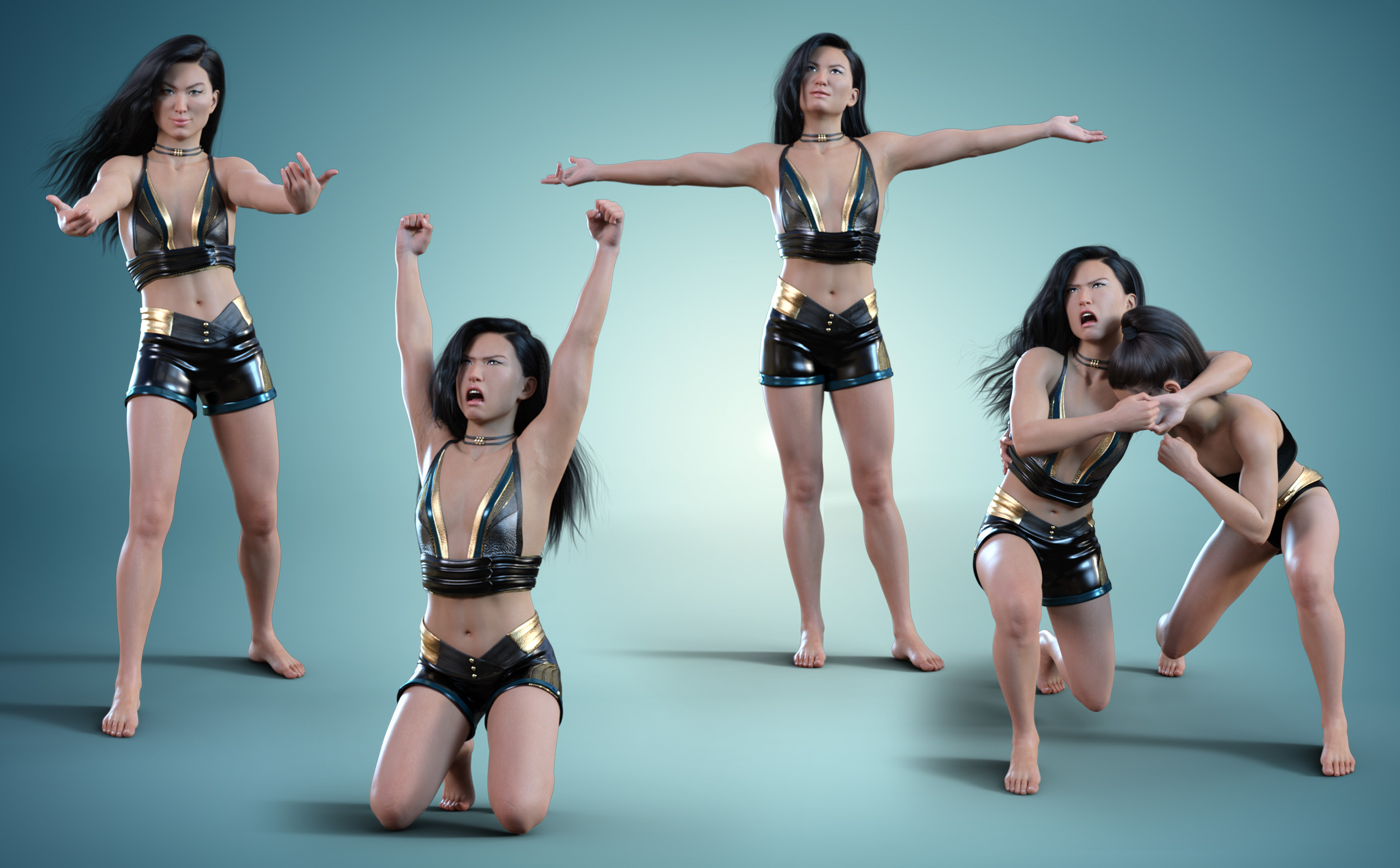 Z Glorious Fighter Poses and Expressions for Kayo 8 by: Zeddicuss, 3D Models by Daz 3D