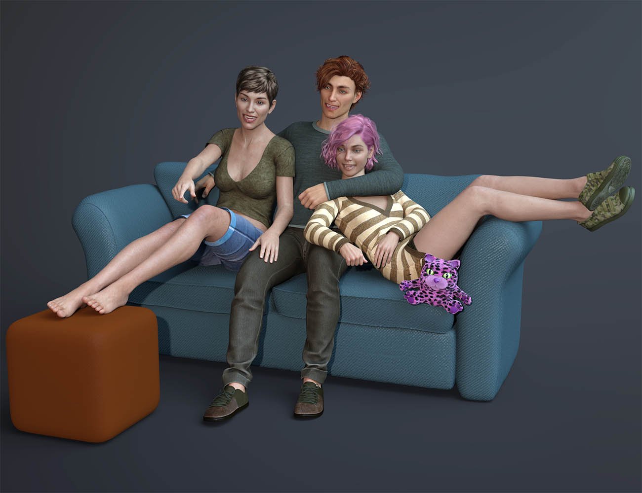 Family of Three - Poses for Genesis 8 by: Capsces Digital Ink, 3D Models by Daz 3D
