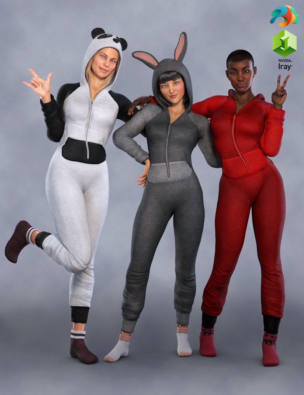 Animal Onesie Outfit for Genesis 8 Female(s) by: Blood Hunter, 3D Models by Daz 3D