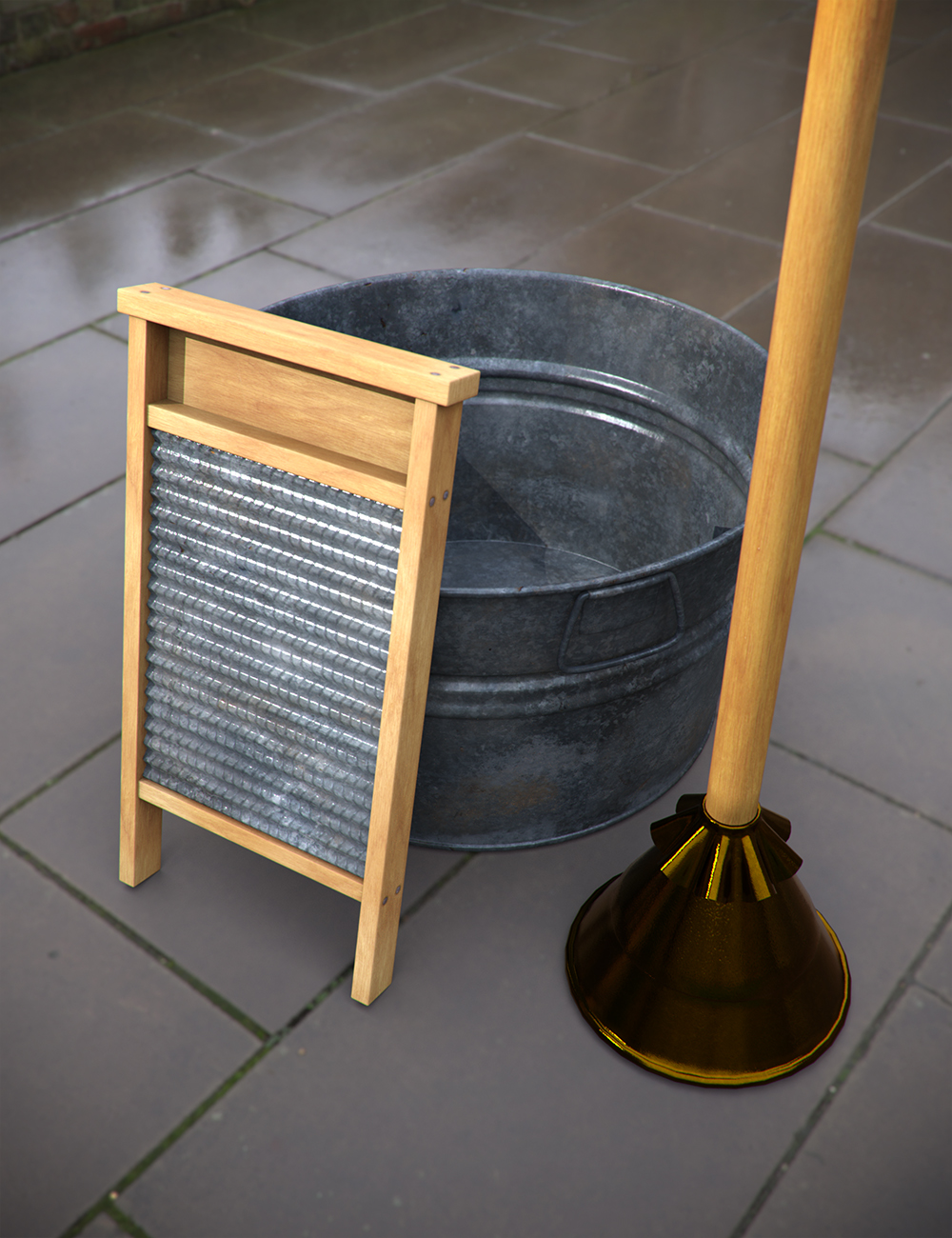 Antique Laundry Tools by: Age of Armour, 3D Models by Daz 3D