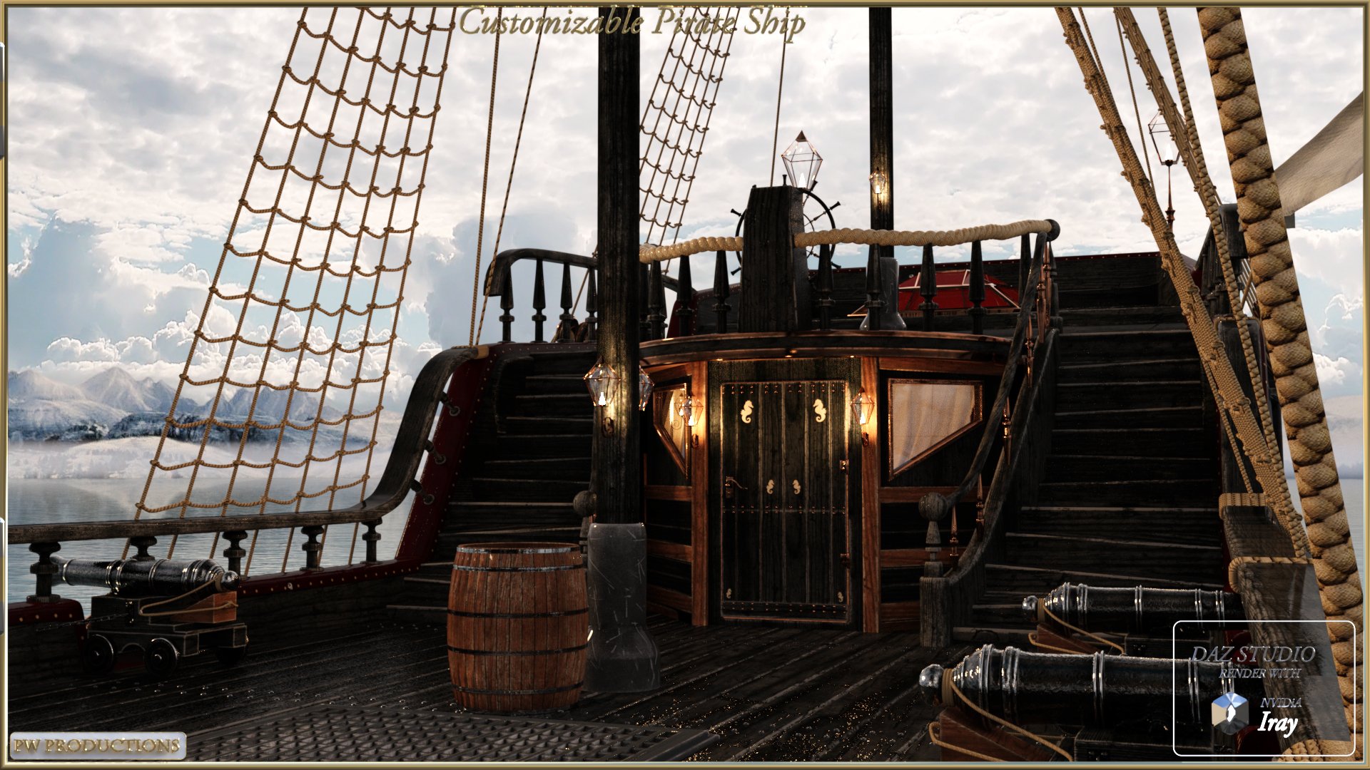 PW Customizable Pirate Ship by: PW Productions, 3D Models by Daz 3D