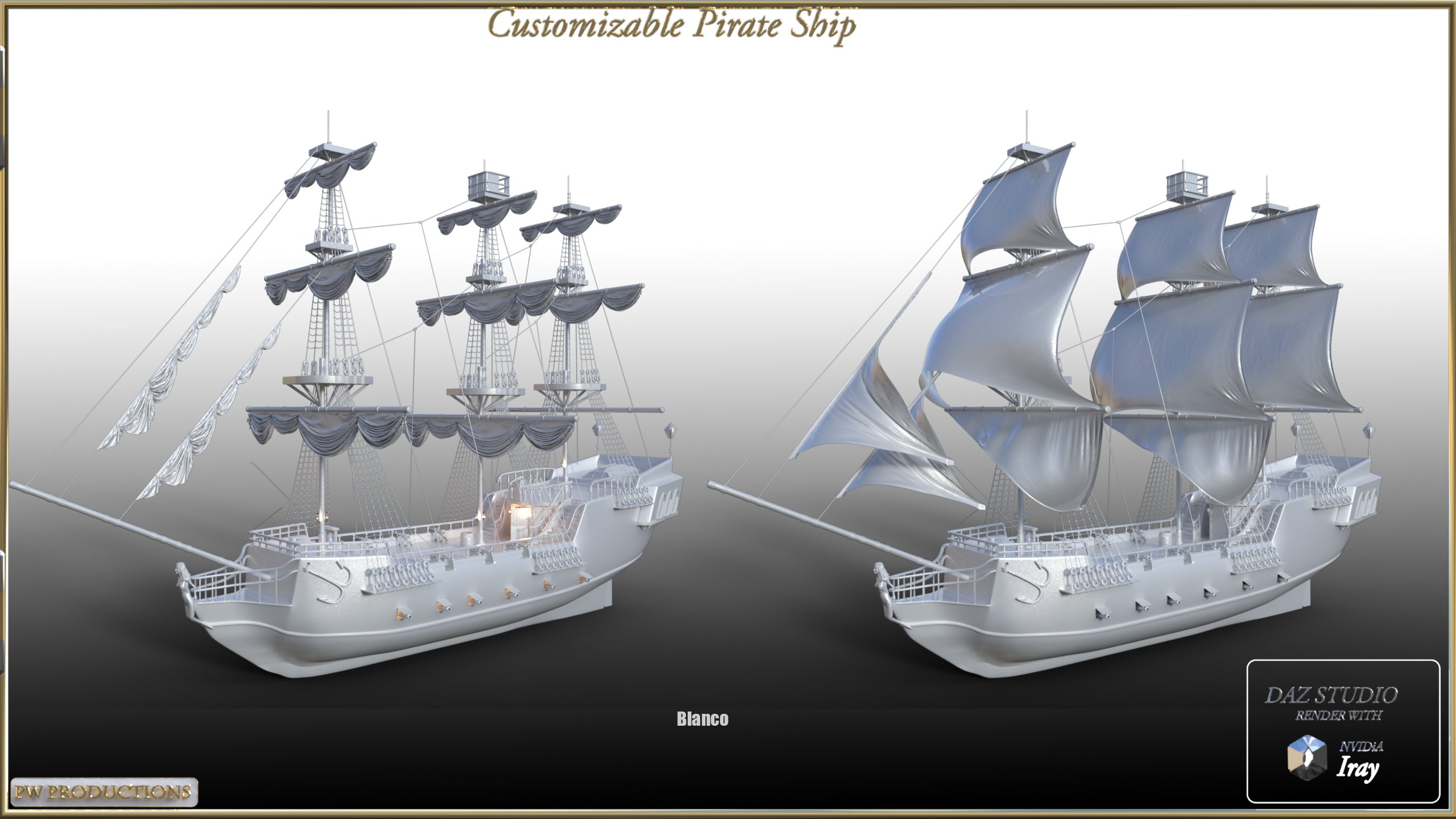PW Customizable Pirate Ship by: PW Productions, 3D Models by Daz 3D