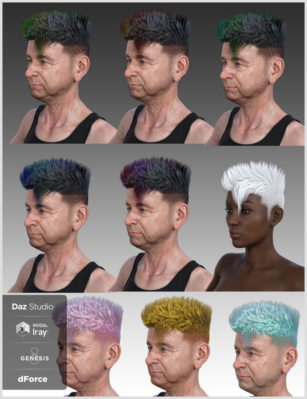 dForce Young Hair for Genesis 8 by: Cute3D, 3D Models by Daz 3D