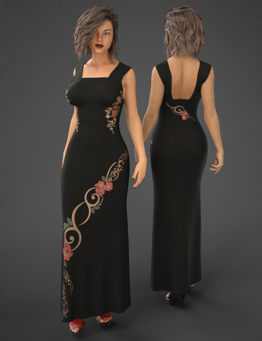 dForce COG Evening Dress Texture Pack by: CatOnGlade, 3D Models by Daz 3D