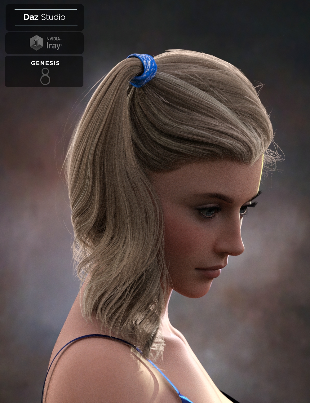 Kelya Side Ptail Set for Genesis 8 Female(s) by: Neftis3D, 3D Models by Daz 3D