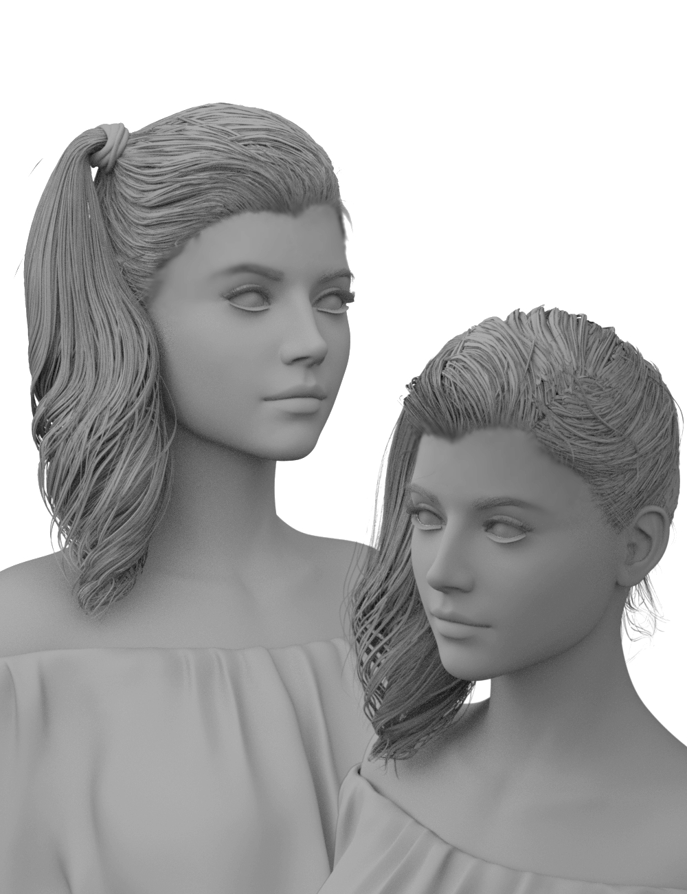 Kelya Side Ptail Set for Genesis 8 Female(s) by: Neftis3D, 3D Models by Daz 3D