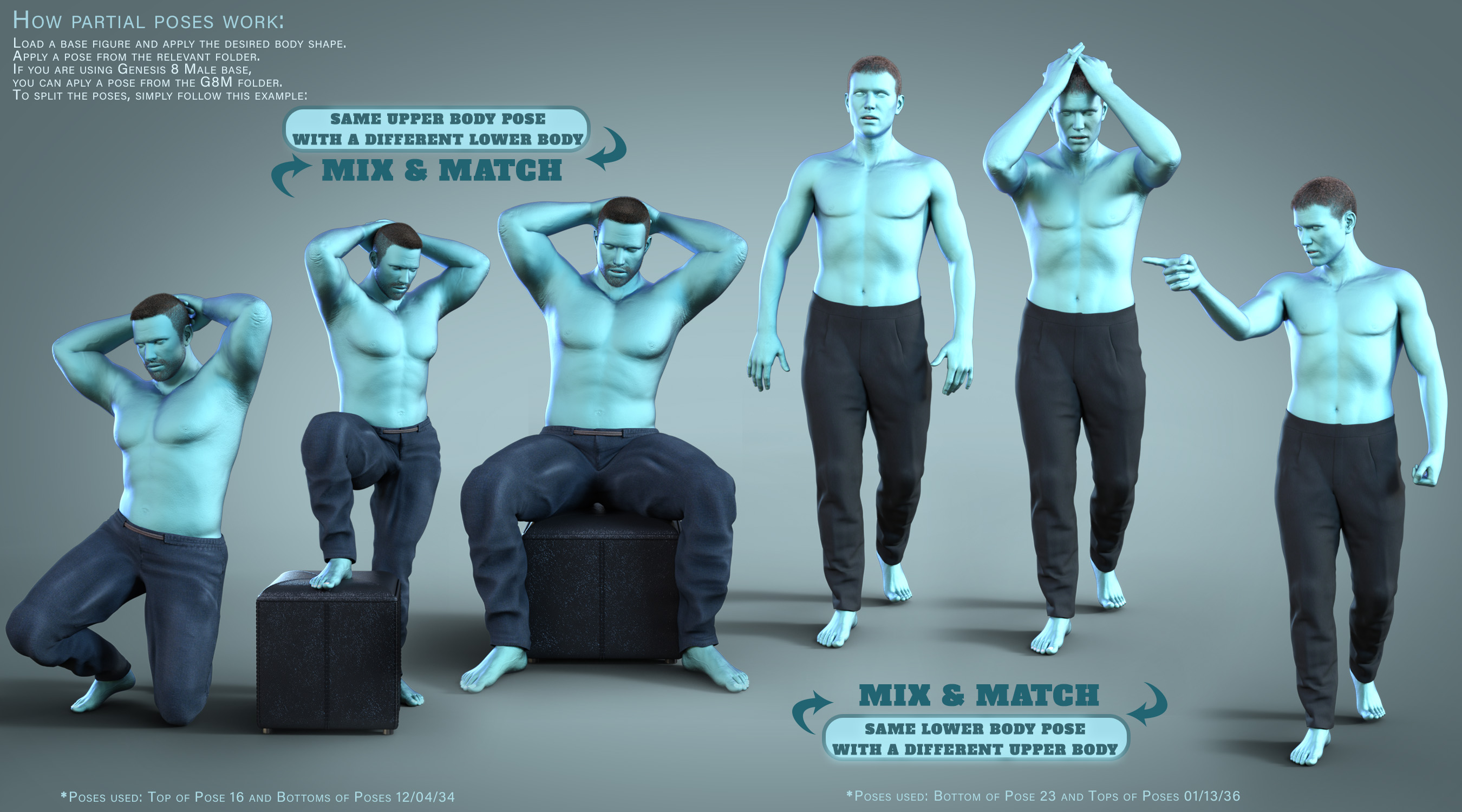Z All Male Energy Shapes and Pose Mega Set by: Zeddicuss, 3D Models by Daz 3D