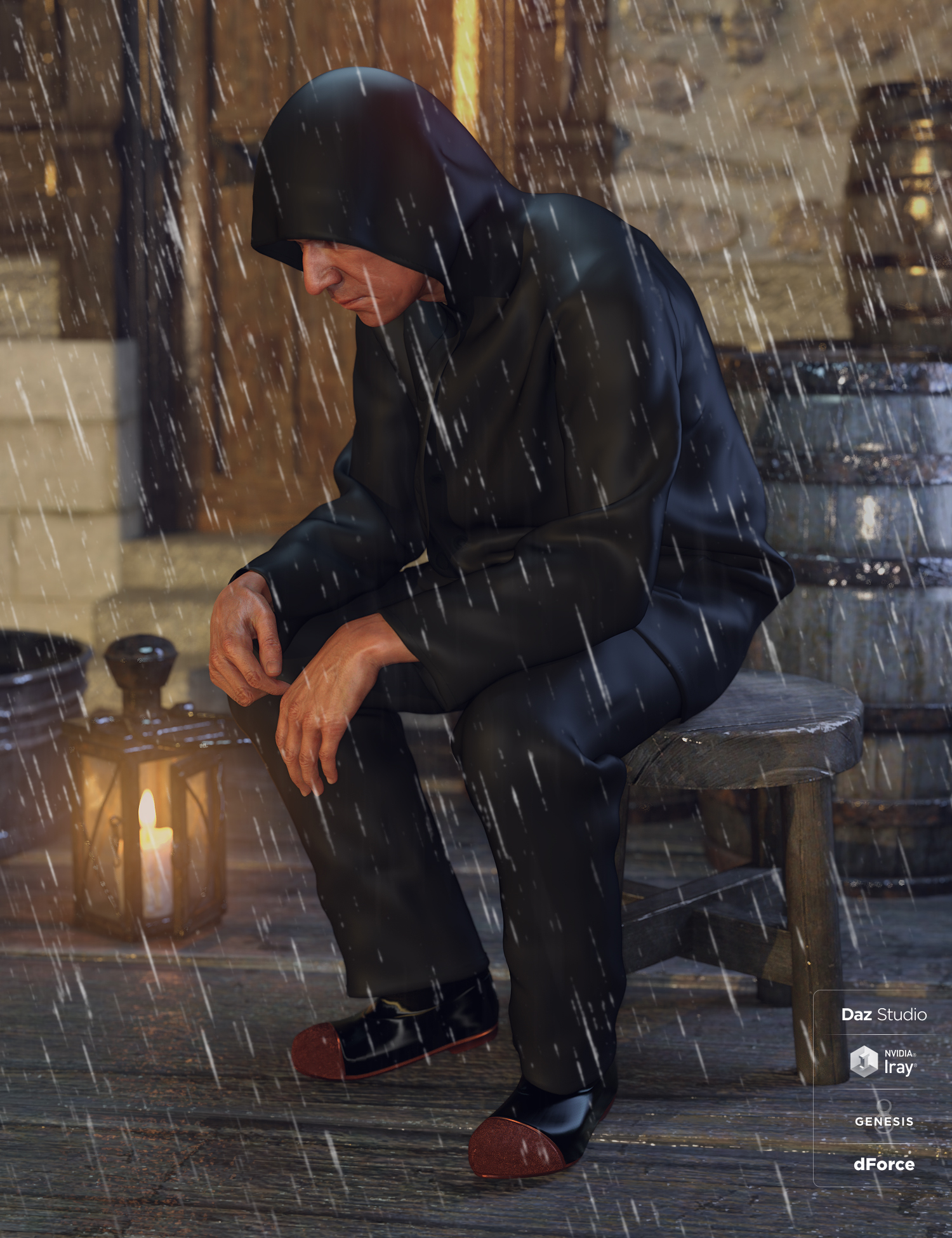 dForce Wet Weather Gear for Genesis 8 Males by: Aave Nainen, 3D Models by Daz 3D