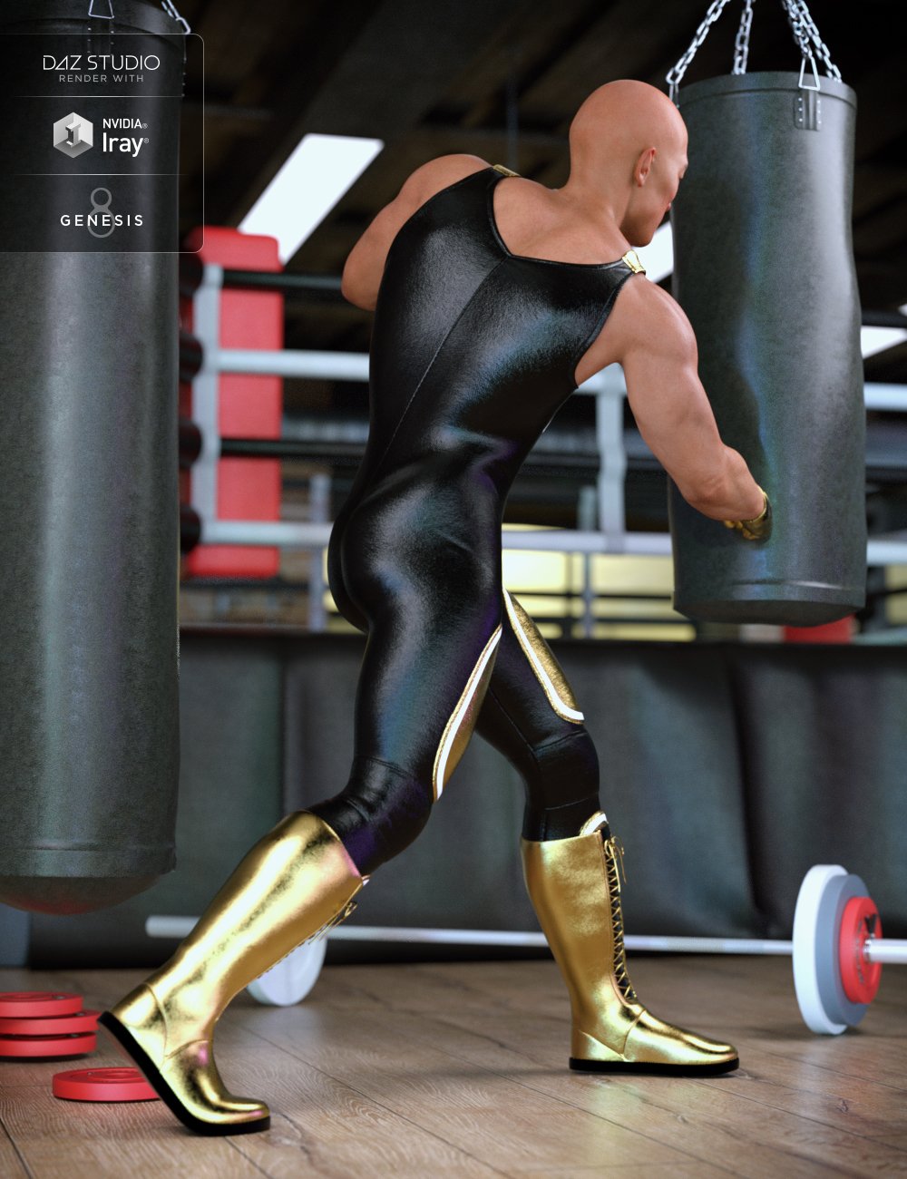 Invincible Wrestling Outfit for Genesis 8 Male(s) by: Moonscape GraphicsNikisatezSade, 3D Models by Daz 3D