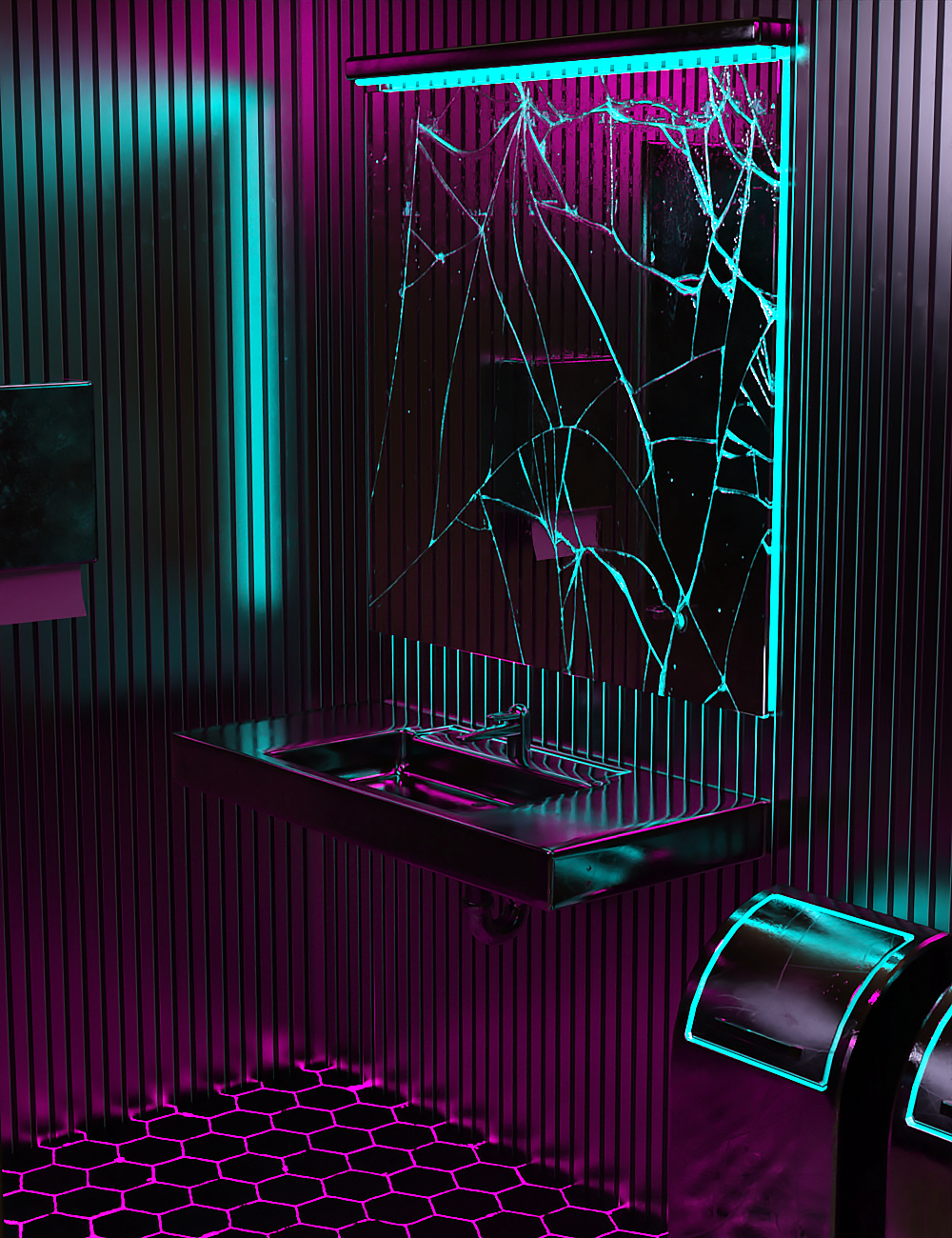 X3D Bathroom Neon Textures by: Xile3D, 3D Models by Daz 3D