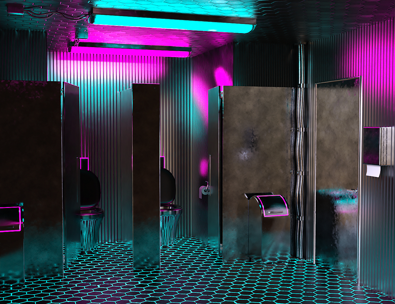 X3D Bathroom Neon Textures by: Xile3D, 3D Models by Daz 3D