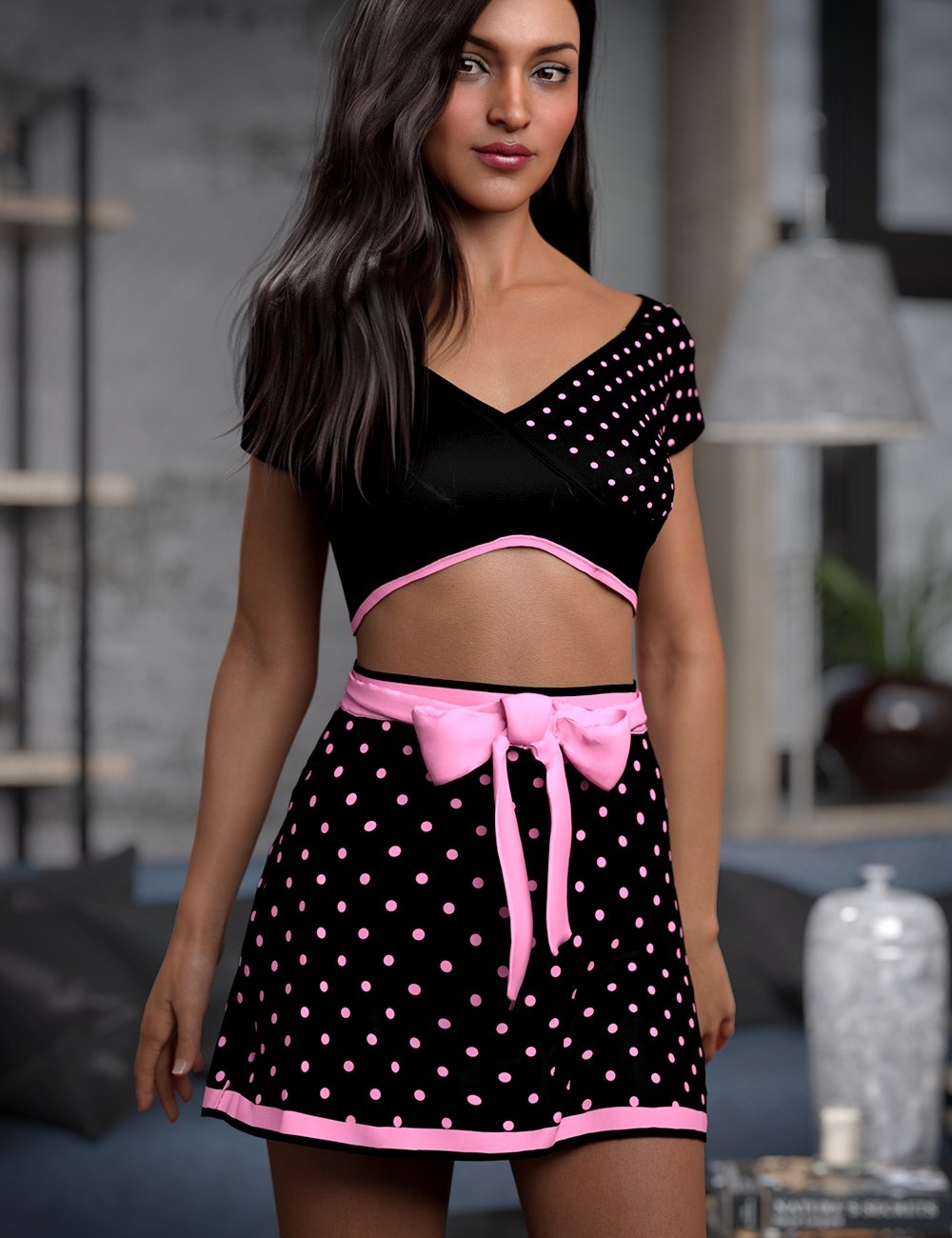 dForce Exes and Bows Outfit for Genesis 8 Females by: Lyoness, 3D Models by Daz 3D