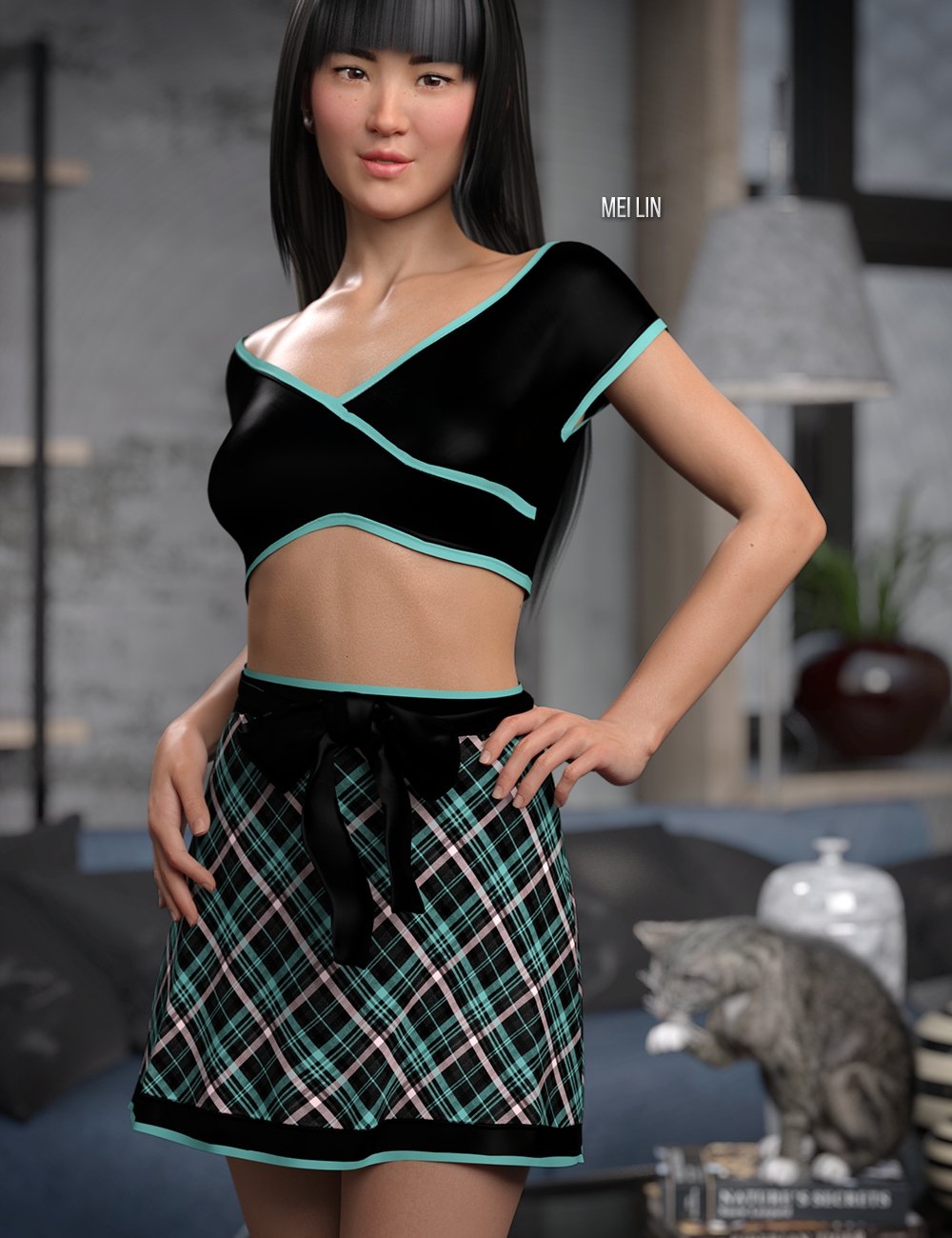 dForce Exes and Bows Outfit for Genesis 8 Females by: Lyoness, 3D Models by Daz 3D