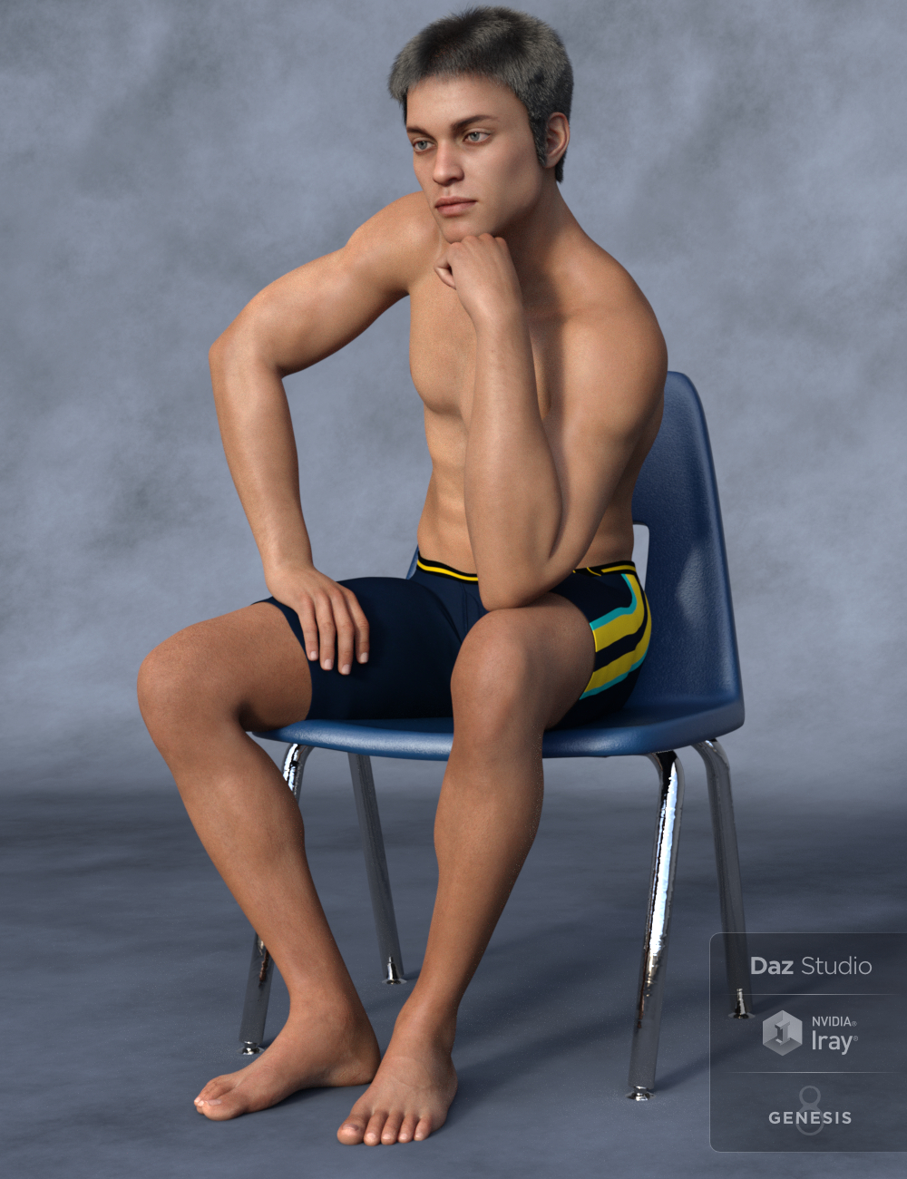 Harold and Hair for Genesis 8 Male by: Vyusur, 3D Models by Daz 3D