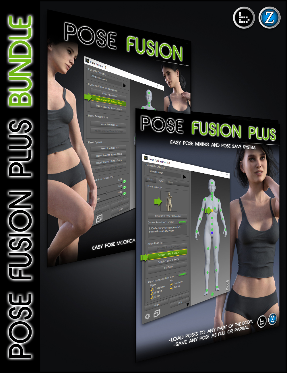 Pose Fusion Plus Bundle for Genesis to Genesis 8 by: Zev0bitwelder, 3D Models by Daz 3D