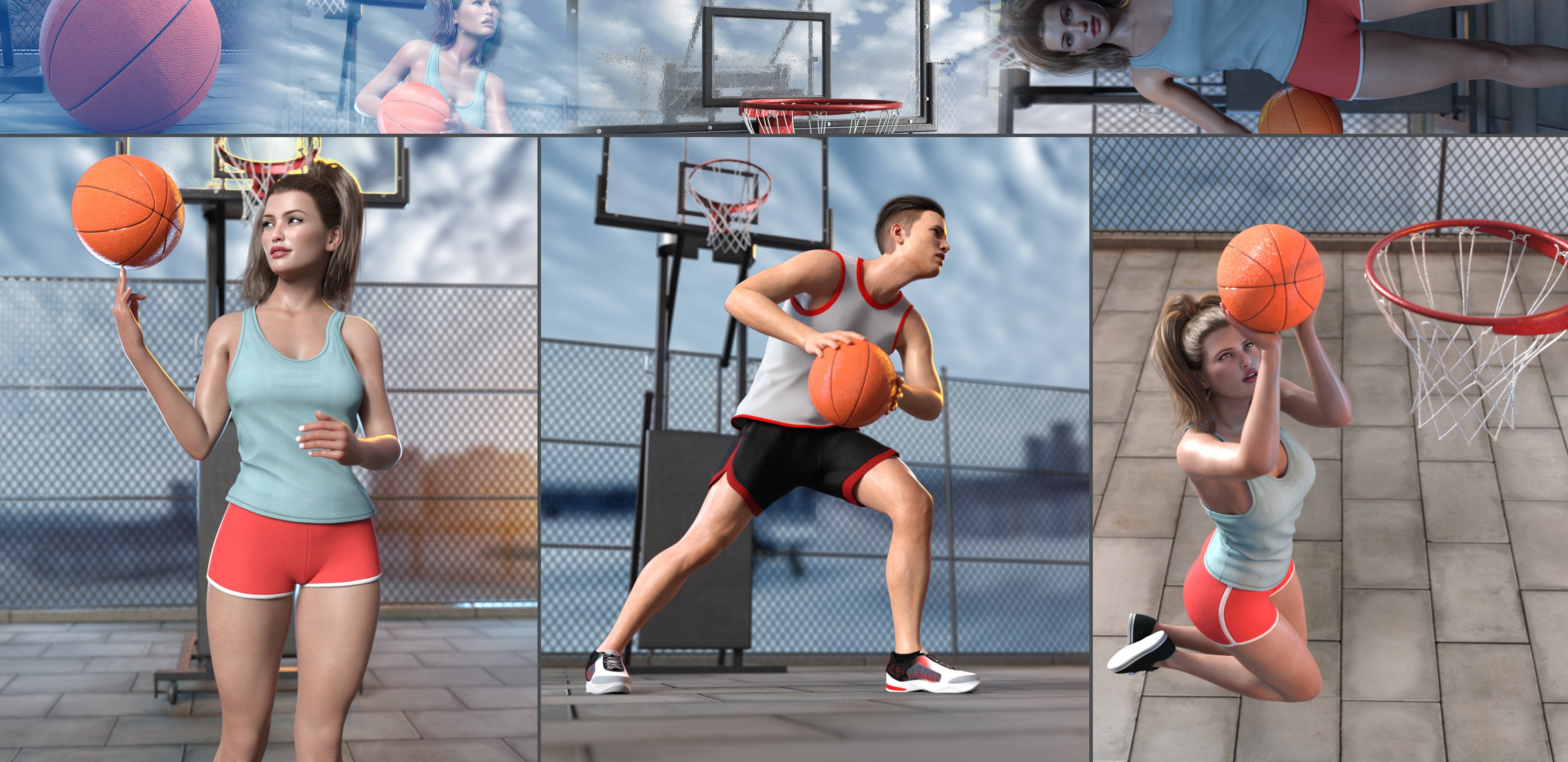 Z Shooting Hoops Scene and Poses for Genesis 8 Daz 3D