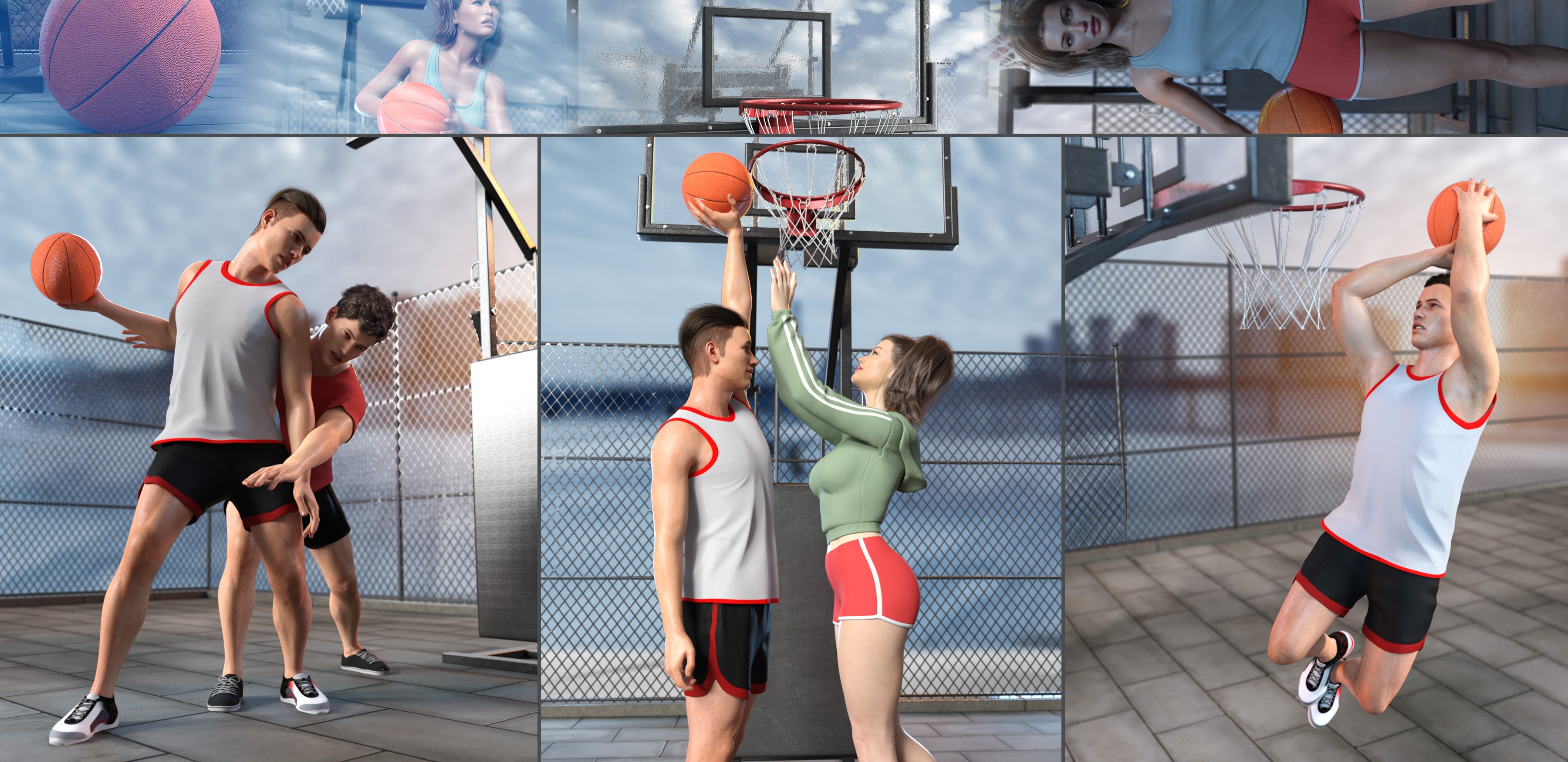 Z Shooting Hoops Scene and Poses for Genesis 8 Daz 3D