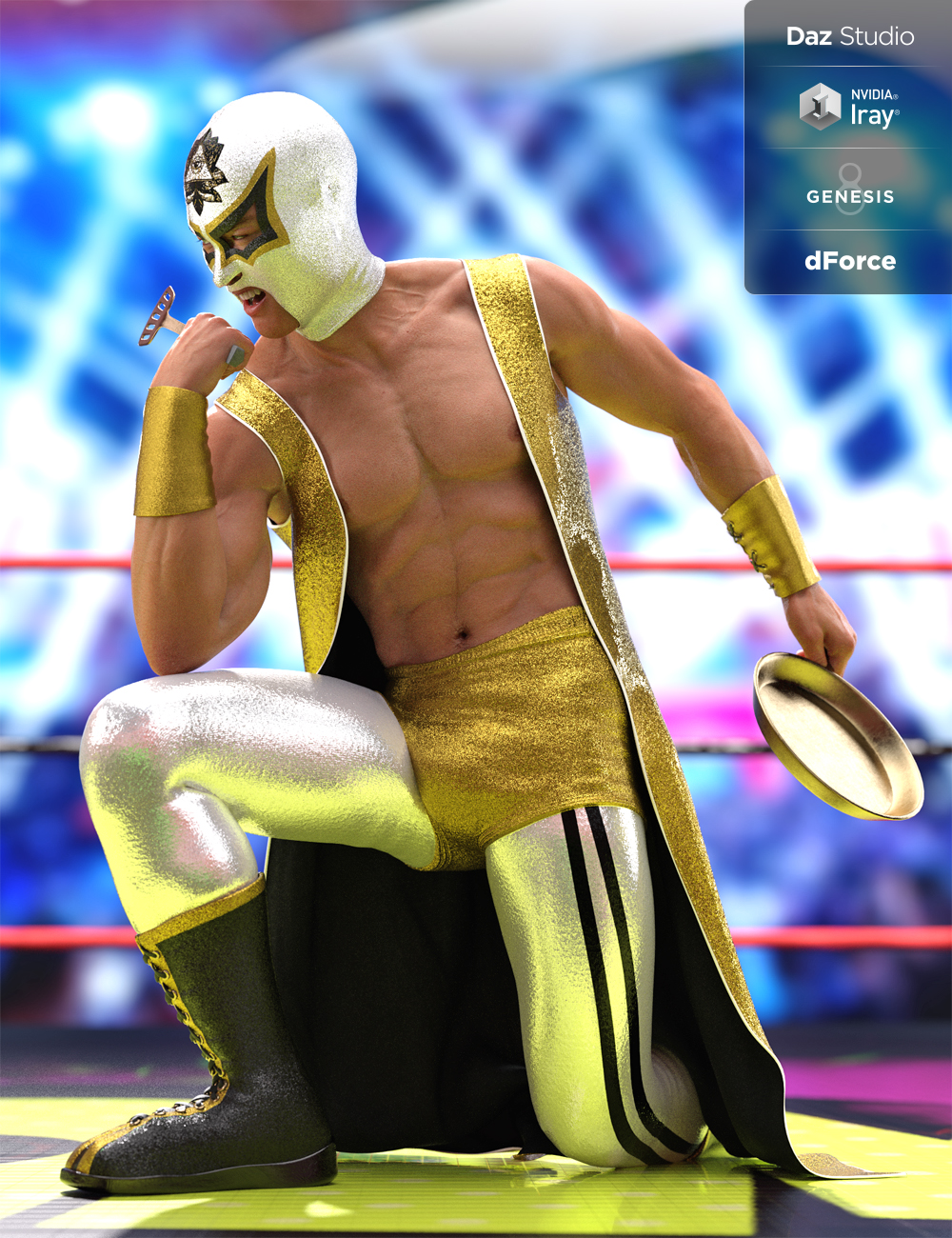 dForce Luchador Outfit Textures by: Moonscape GraphicsSade, 3D Models by Daz 3D