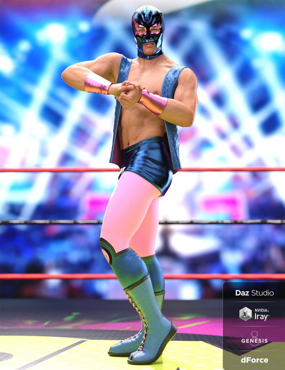dForce Luchador Outfit Textures by: Moonscape GraphicsSade, 3D Models by Daz 3D