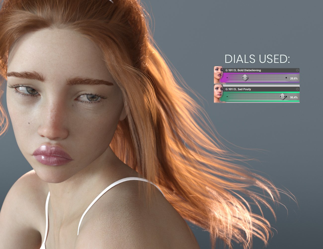 101 Expression Library with Dials for the Genesis 8 Female by: Gustef, 3D Models by Daz 3D