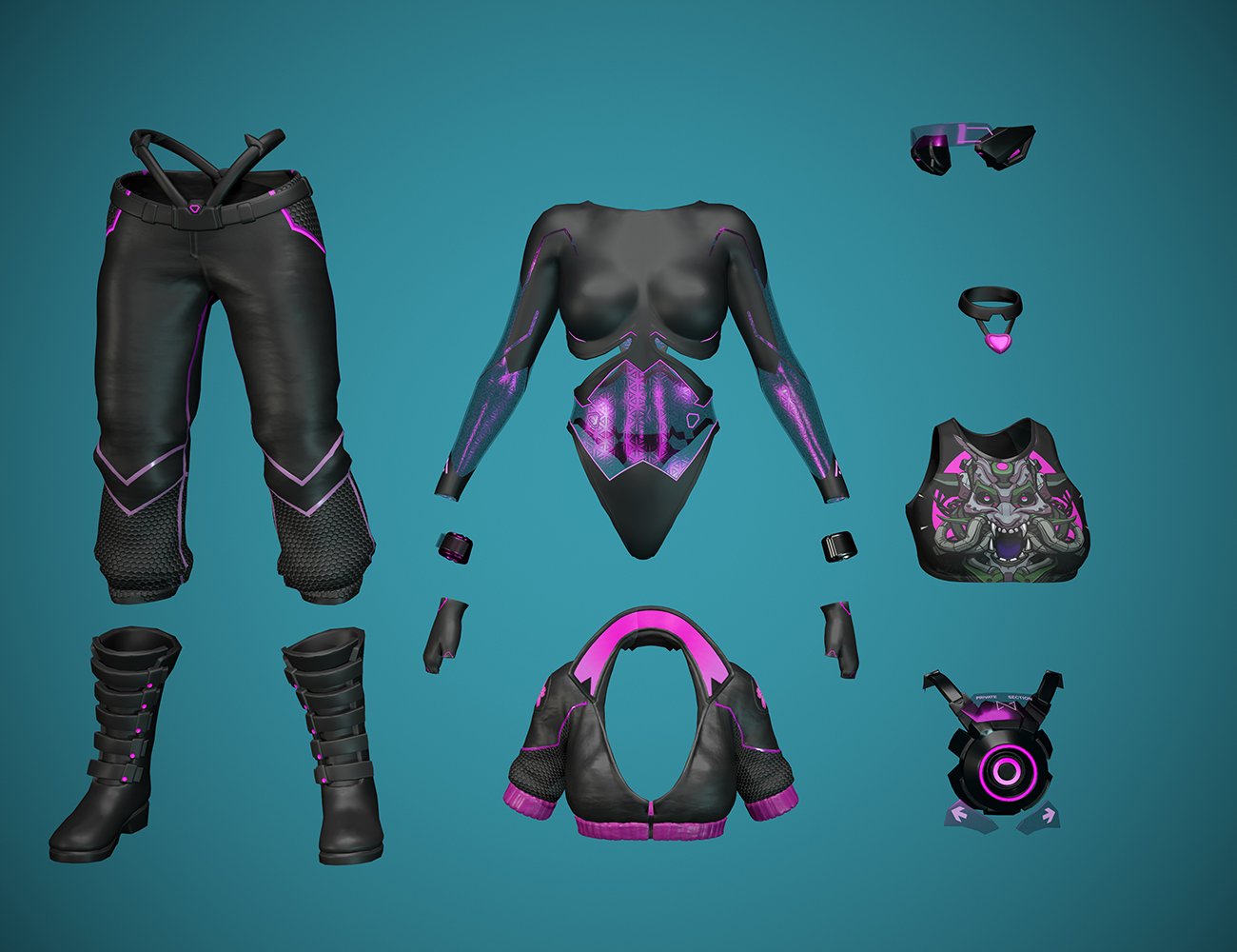 Cyberpunk Outfit for Genesis 8 Female(s) by: , 3D Models by Daz 3D