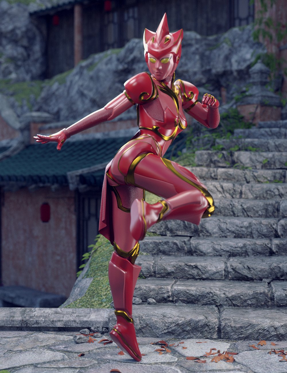 ZhuQue - The Red Phoenix Outfit for Genesis 8 Female(s) by: Jerry Jang, 3D Models by Daz 3D