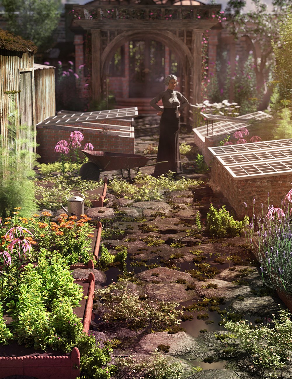 Victorian Garden Cold Frames and Edging Tiles by: MartinJFrost, 3D Models by Daz 3D