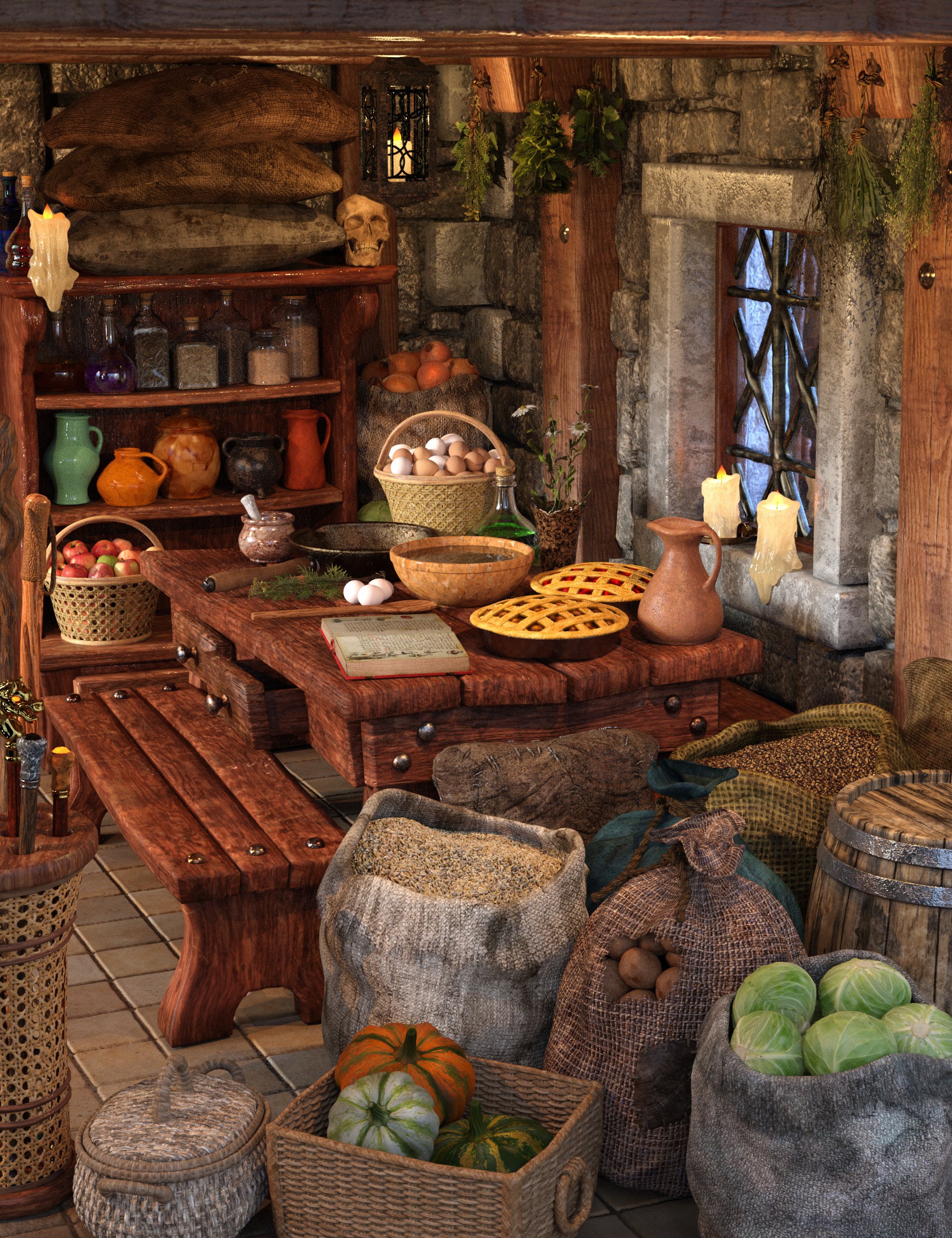 Cottage Props by: The Alchemist, 3D Models by Daz 3D