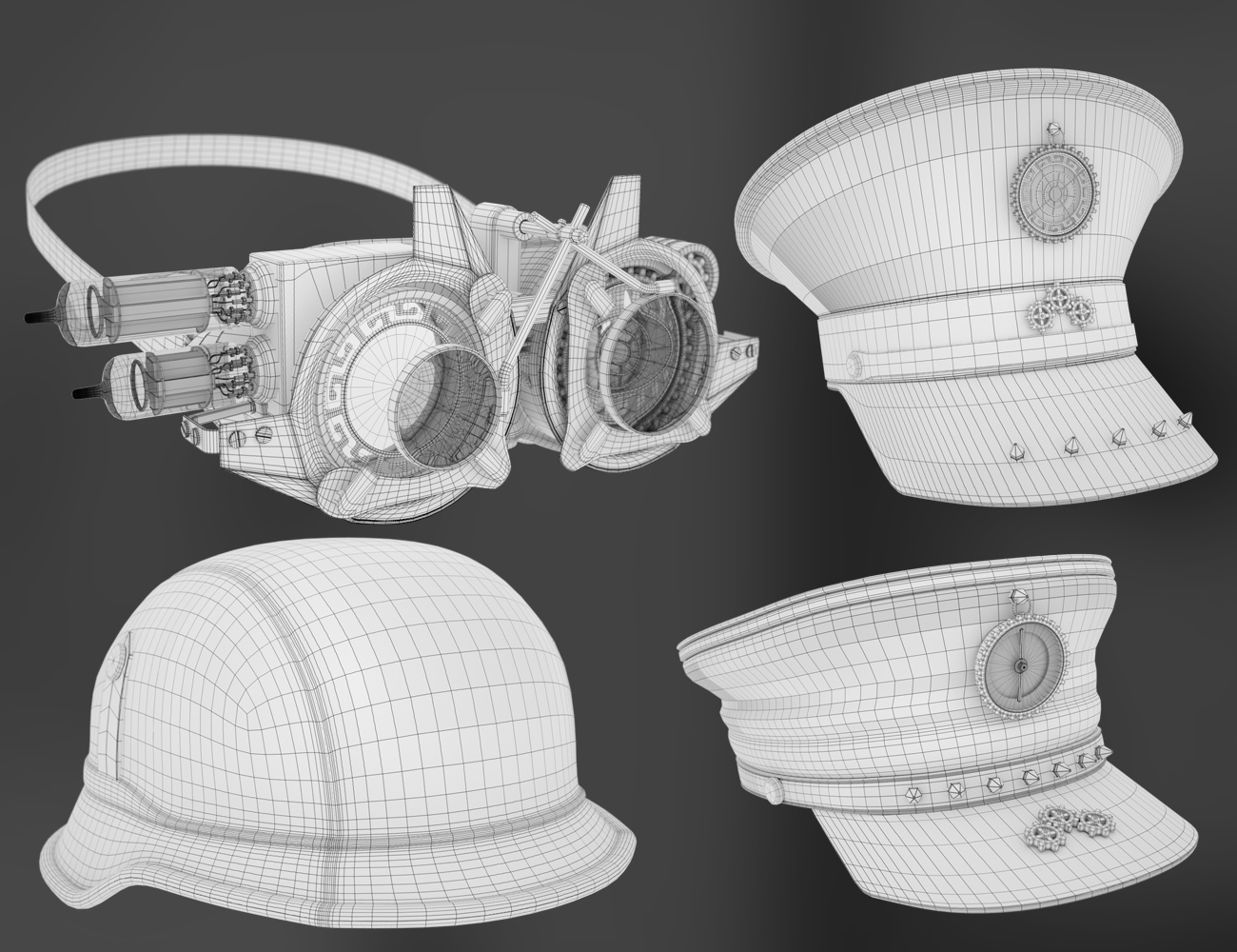 Steam Punk Hats for Genesis 8 by: David BrinnenForbiddenWhispers, 3D Models by Daz 3D
