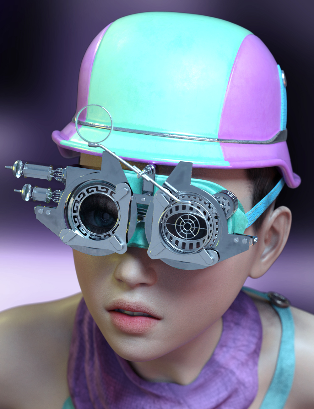 Neon Steam Punk Hats for Genesis 8 by: ForbiddenWhispers, 3D Models by Daz 3D