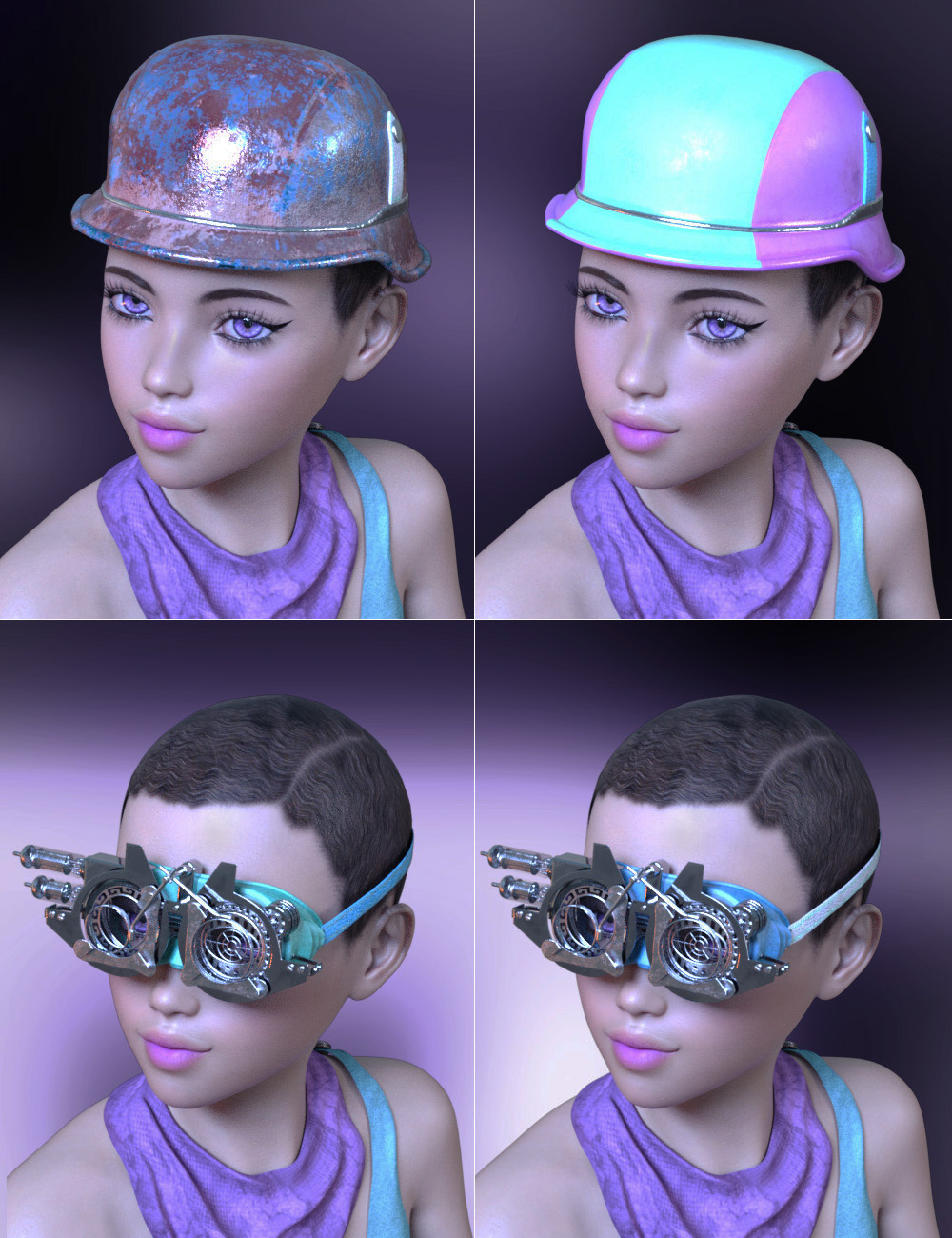 Neon Steam Punk Hats for Genesis 8 Neon Steam Punk Hats for Genesis 8 by: ForbiddenWhispers, 3D Models by Daz 3D
