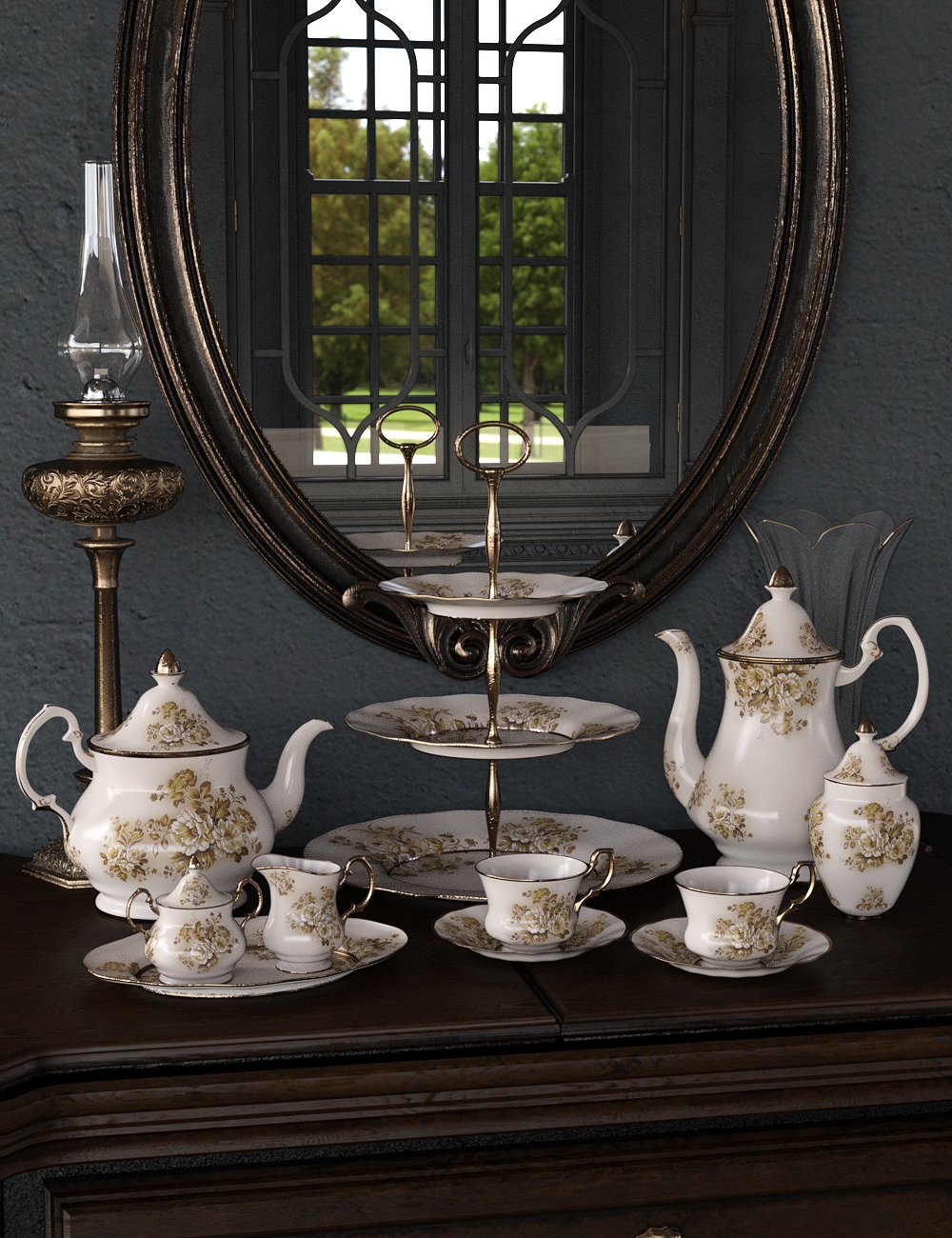 Vintage Tea Service Iray by: LaurieS, 3D Models by Daz 3D