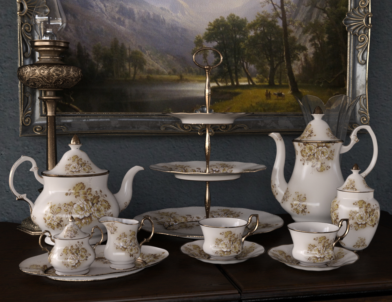Vintage Tea Service Iray by: LaurieS, 3D Models by Daz 3D