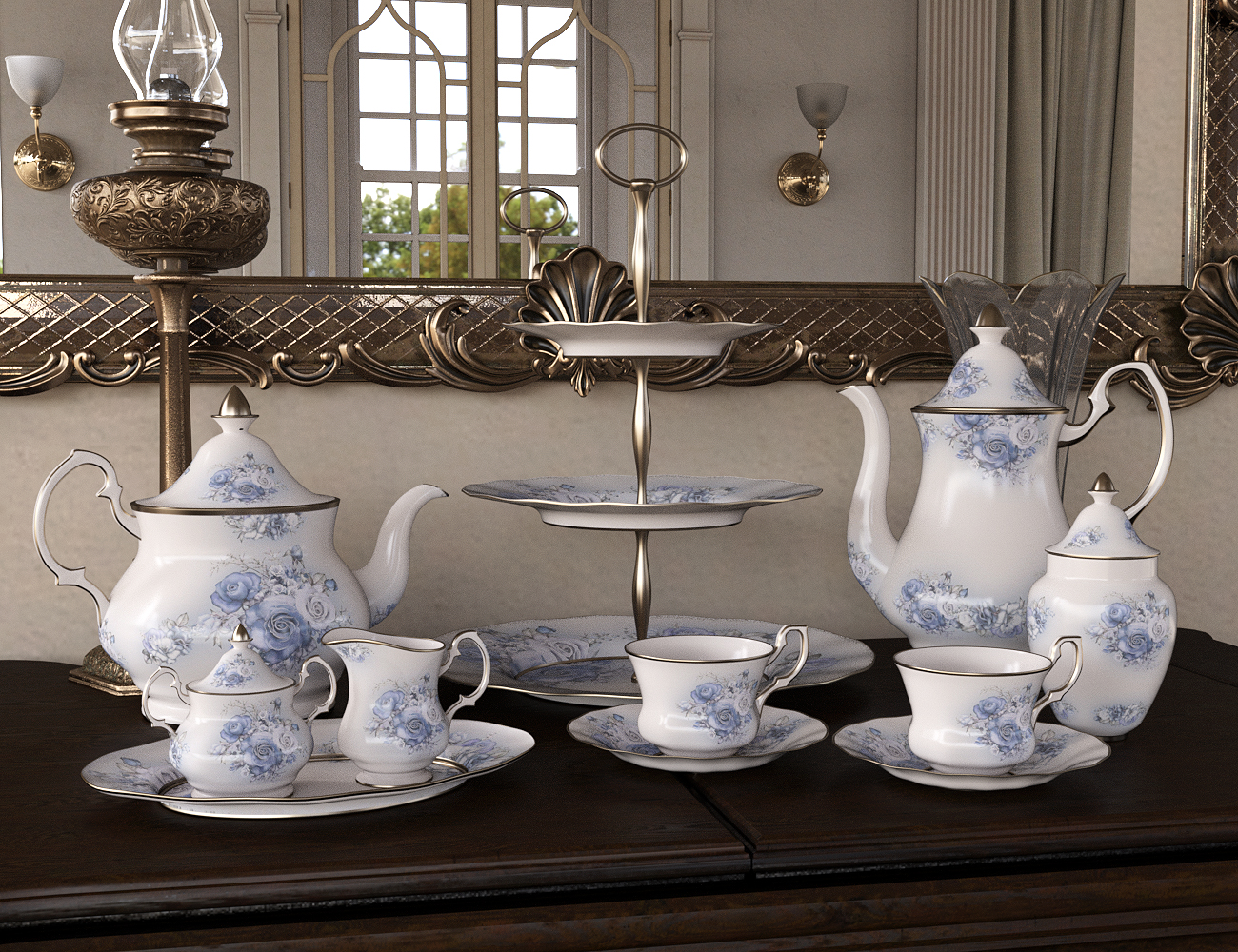 Patterns for Vintage Tea Service Iray by: LaurieS, 3D Models by Daz 3D