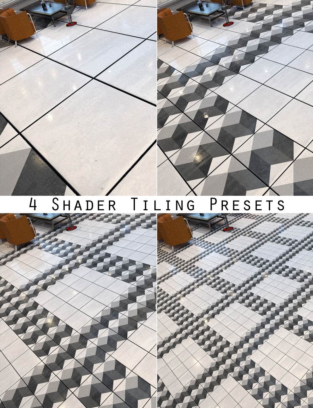 Deco Noir Floor Tile Iray Shaders by: ForbiddenWhispers, 3D Models by Daz 3D