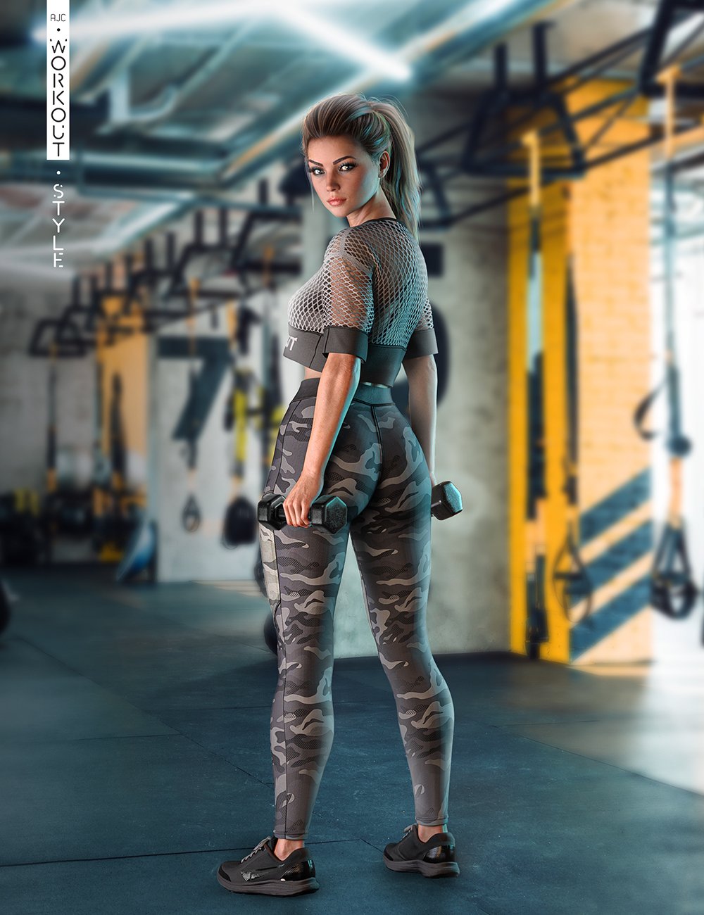 AJC Workout Style Outfit and Dumbbells for Genesis 8 Female(s)