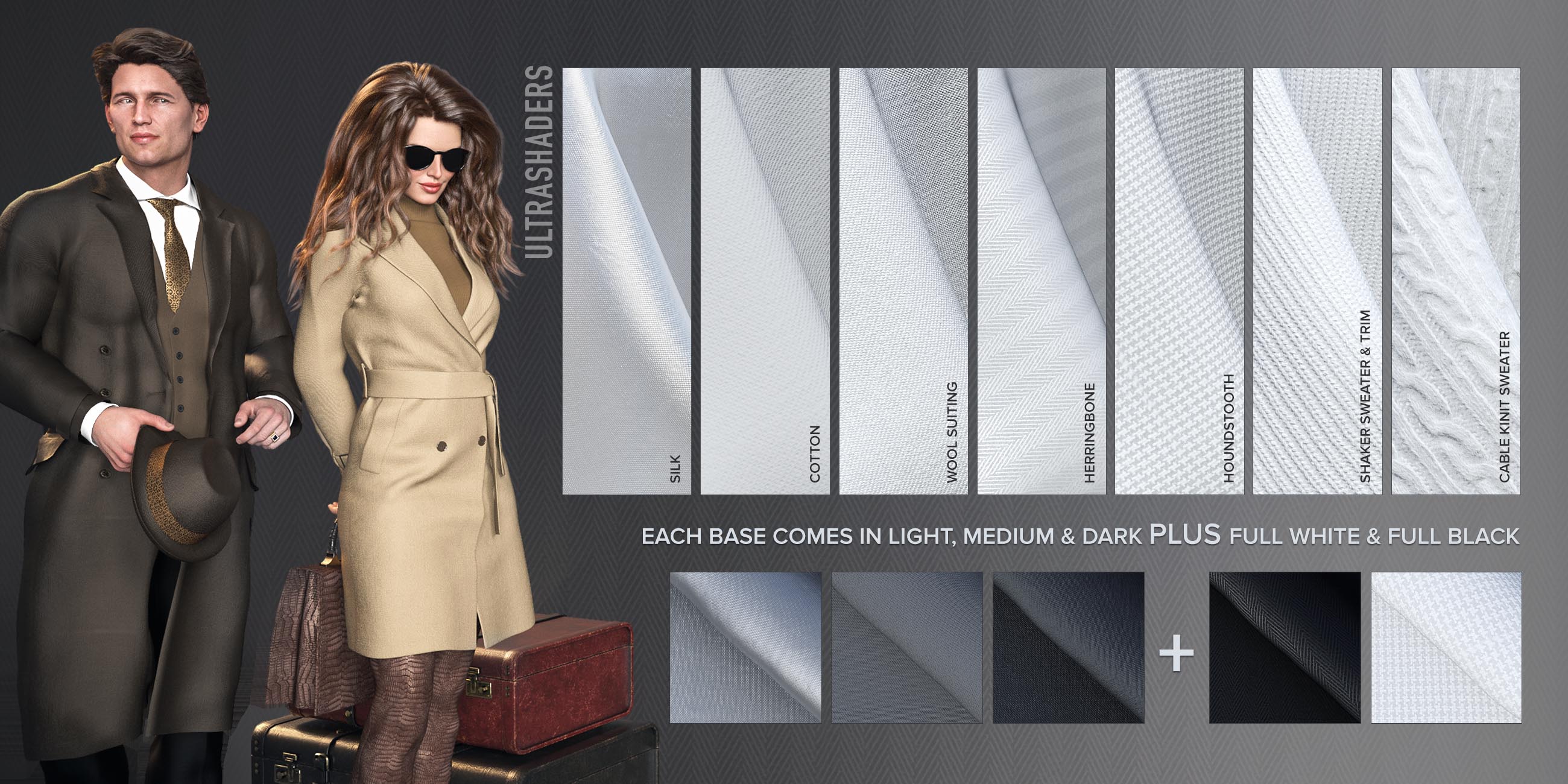 Ultra Shaders: Business Class Fabric Shaders Ultra Shaders: Business Class Fabric Shaders by: Zai by DesignCG Boss, 3D Models by Daz 3D