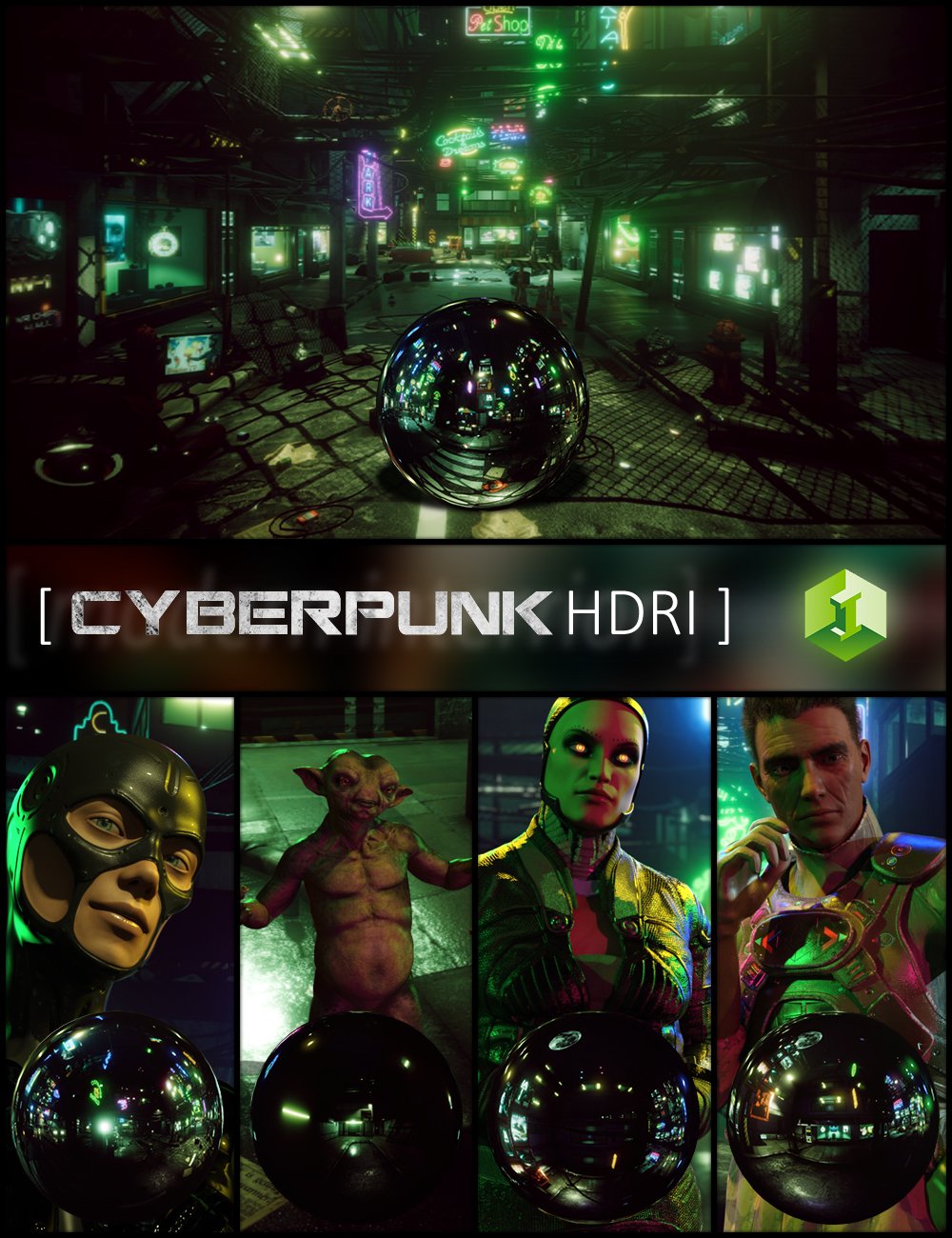 Cyberpunk HDRI by: JDA HDRI, 3D Models by Daz 3D
