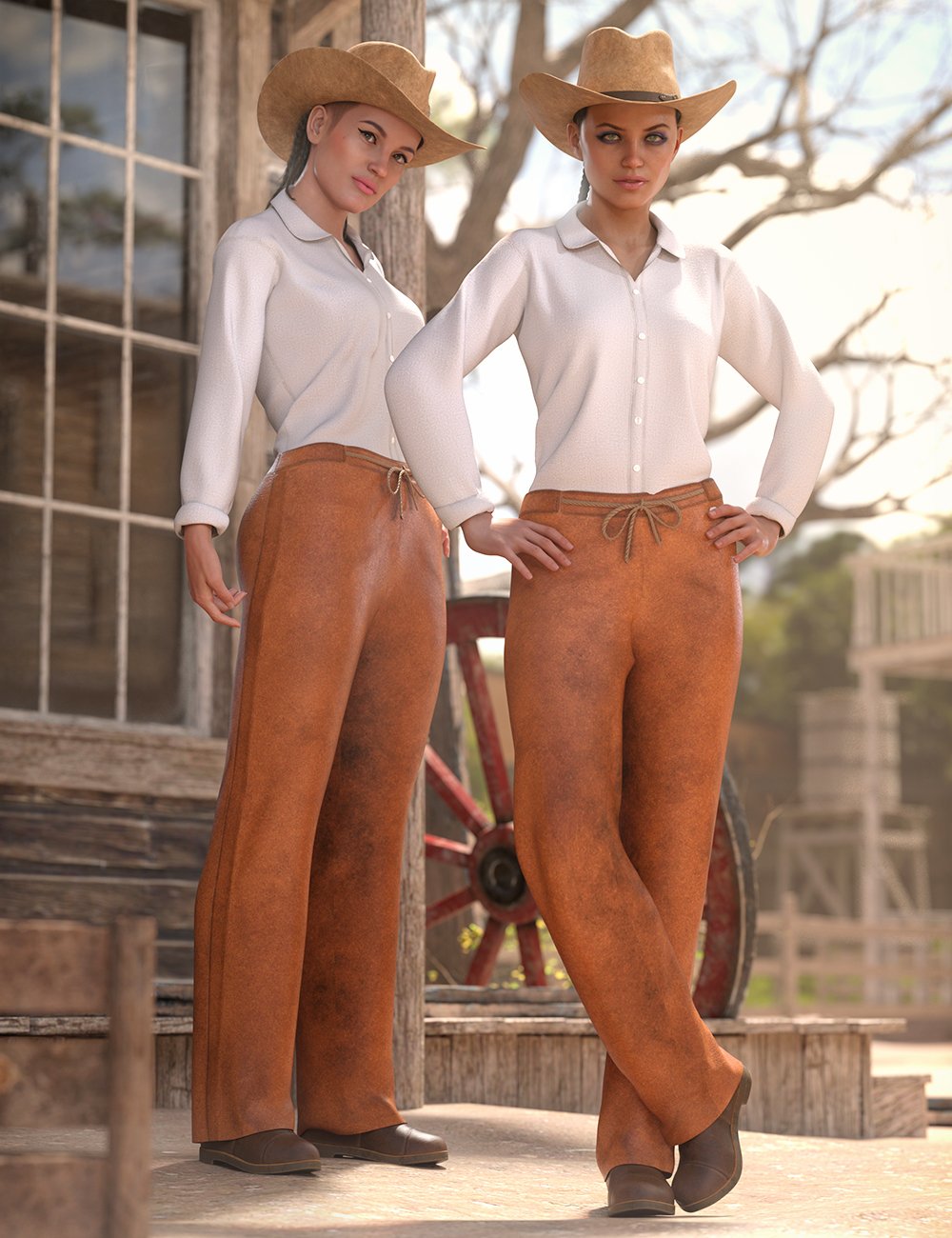 dForce Everyday Cowgirl Outfit for Genesis 8 Female(s) by: Moonscape GraphicsNikisatezSade, 3D Models by Daz 3D