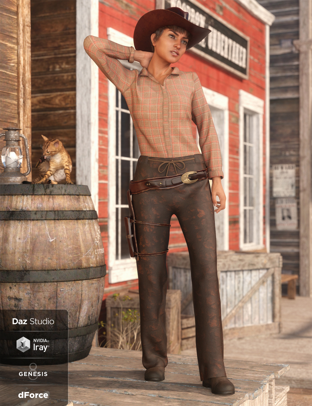 dForce Everyday Cowgirl Textures by: Moonscape GraphicsSade, 3D Models by Daz 3D