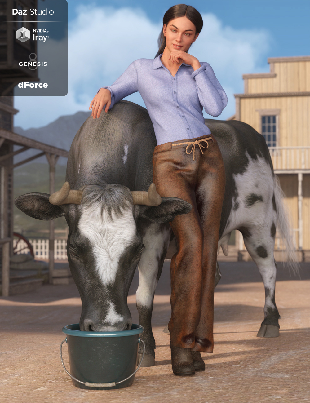 dForce Everyday Cowgirl Textures by: Moonscape GraphicsSade, 3D Models by Daz 3D