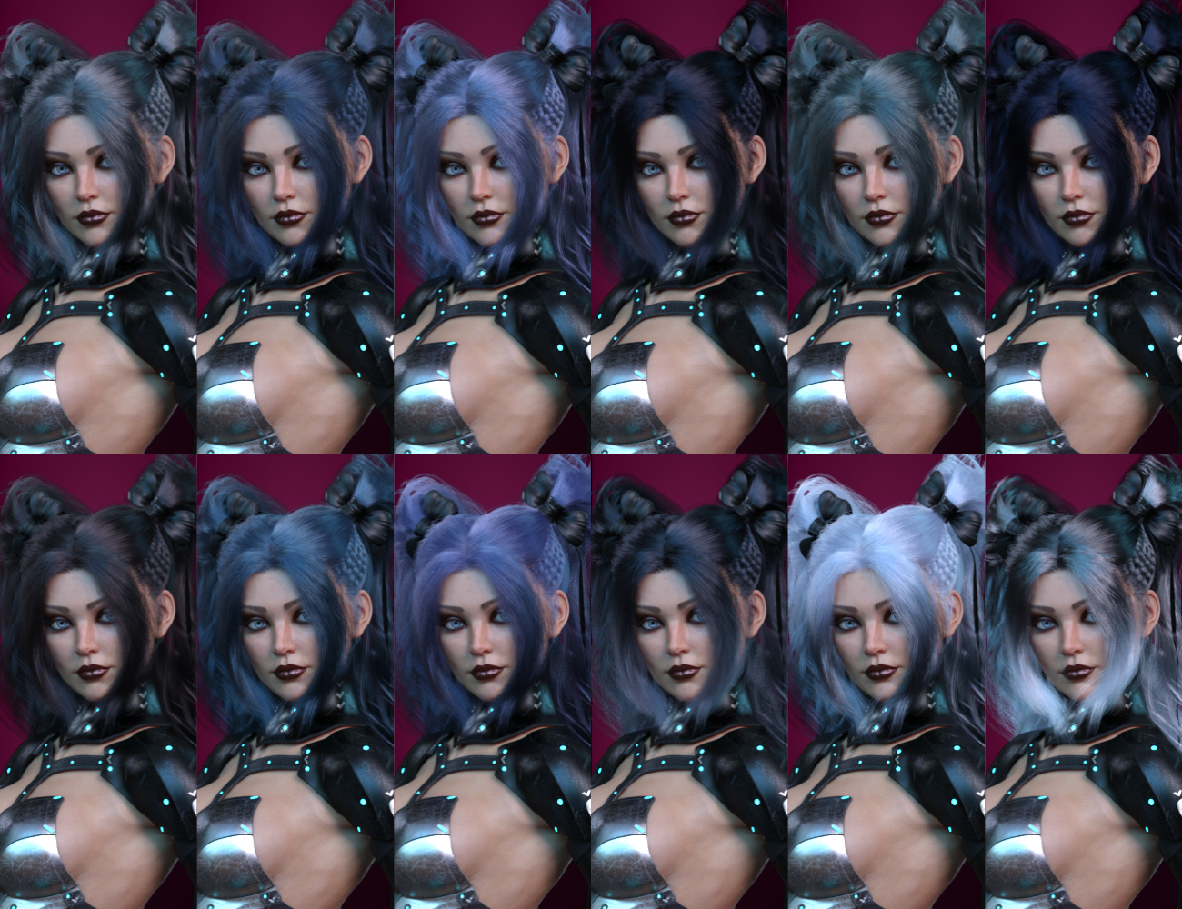 dForce Xariah Dual Ponytails Hair for Genesis 8 Female(s) by: HM, 3D Models by Daz 3D