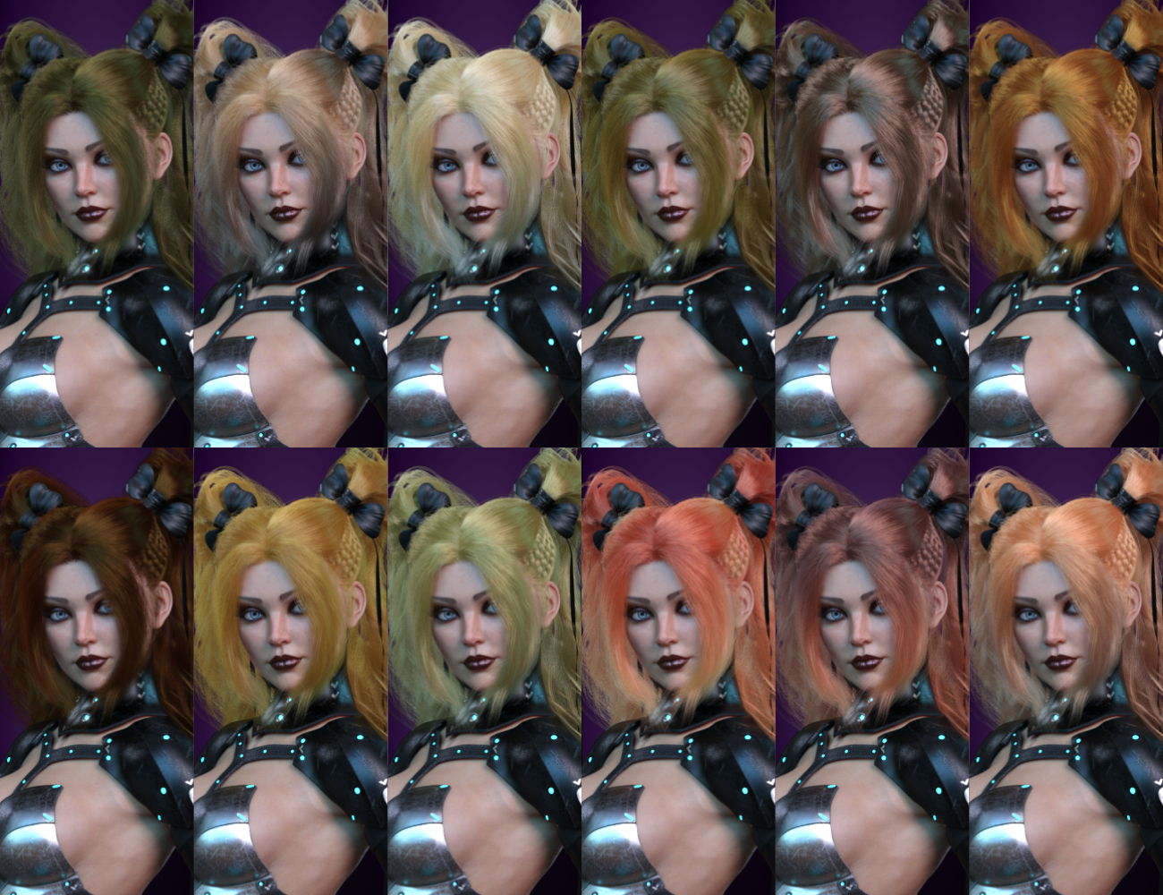dForce Xariah Dual Ponytails Hair for Genesis 8 Female(s) by: HM, 3D Models by Daz 3D