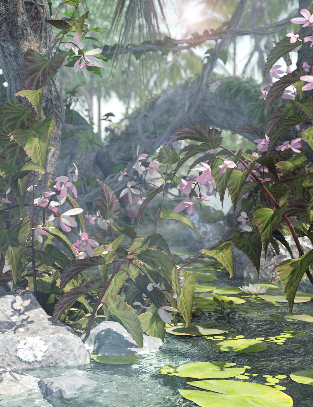Tropical Flowers - Dragon Wing Begonia Plants by: MartinJFrost, 3D Models by Daz 3D