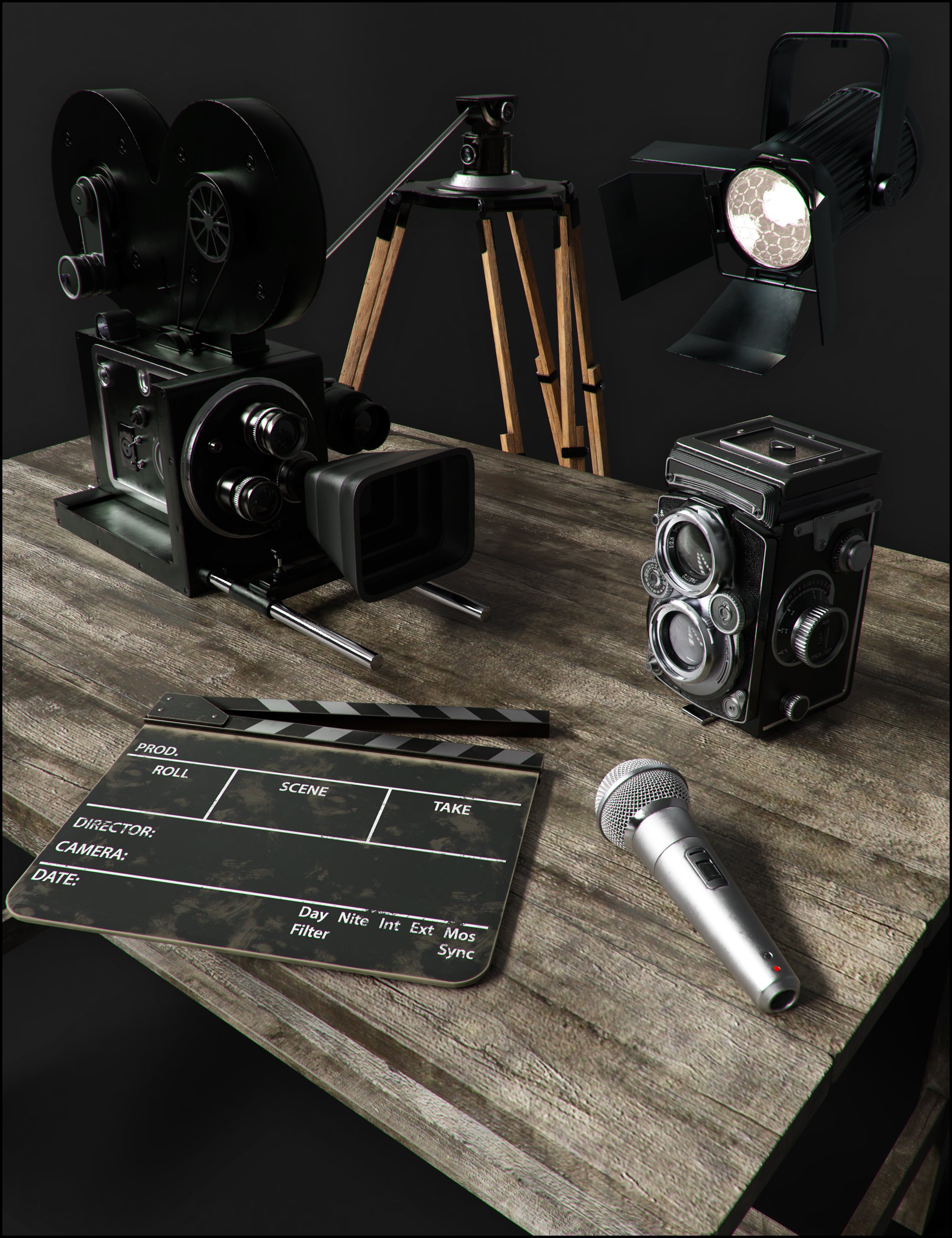 Vintage Film Props by: , 3D Models by Daz 3D