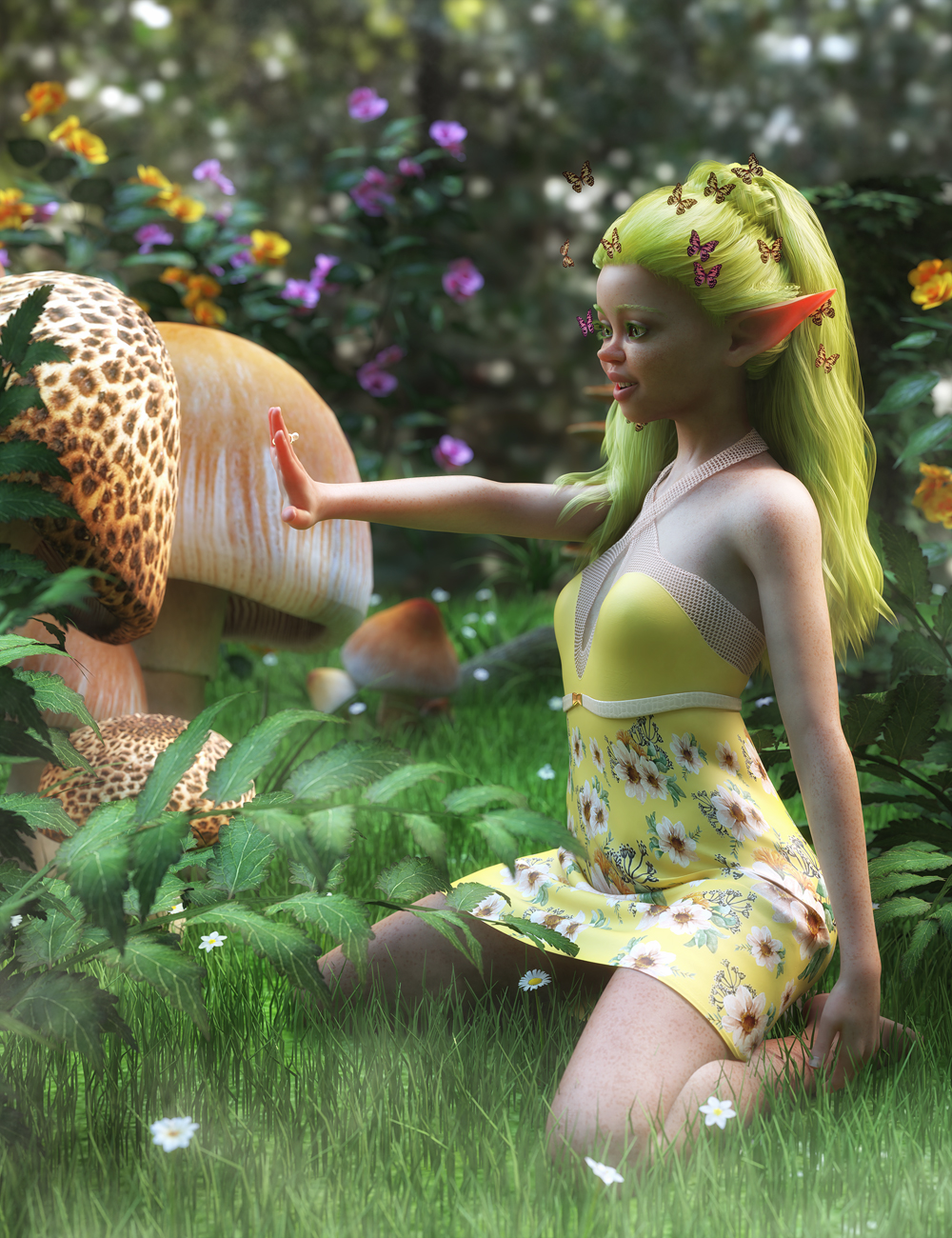 dForce Fleur Outfit and Jewelry for Genesis 8 Female(s) by: AmaranthPixelTizzyFit, 3D Models by Daz 3D