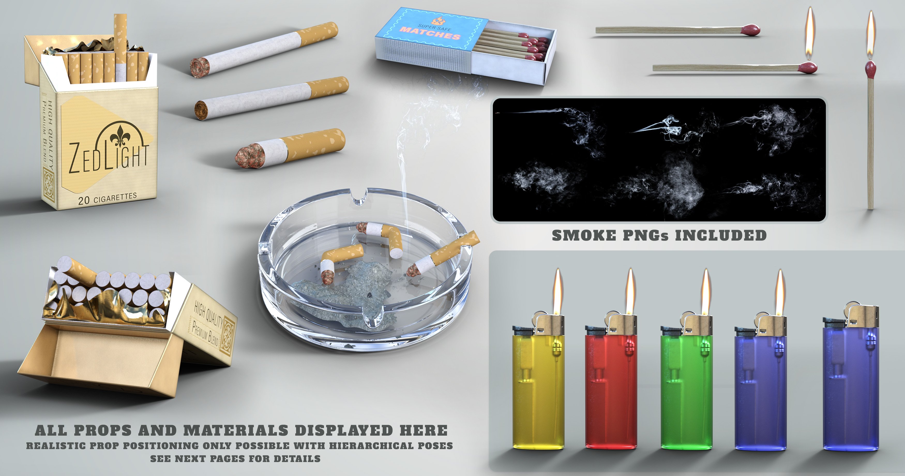 Z Cigarette Break Props and Poses for Genesis 8 Daz 3D